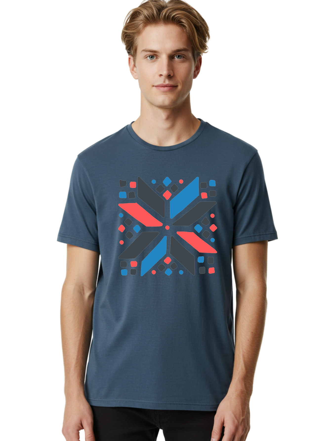 Kaleidoscope-Pattern-1 Men'S Graphic Tee, 100% Cotton, Comfortable Casual Summer Wear, Machine Washable, Symmetrical Shapes, Geometric Pattern, Abstract Design, Colorful Elements, Modern Art, Artistic Expression, Vibrant Colors, Bold Design, Aab757 28