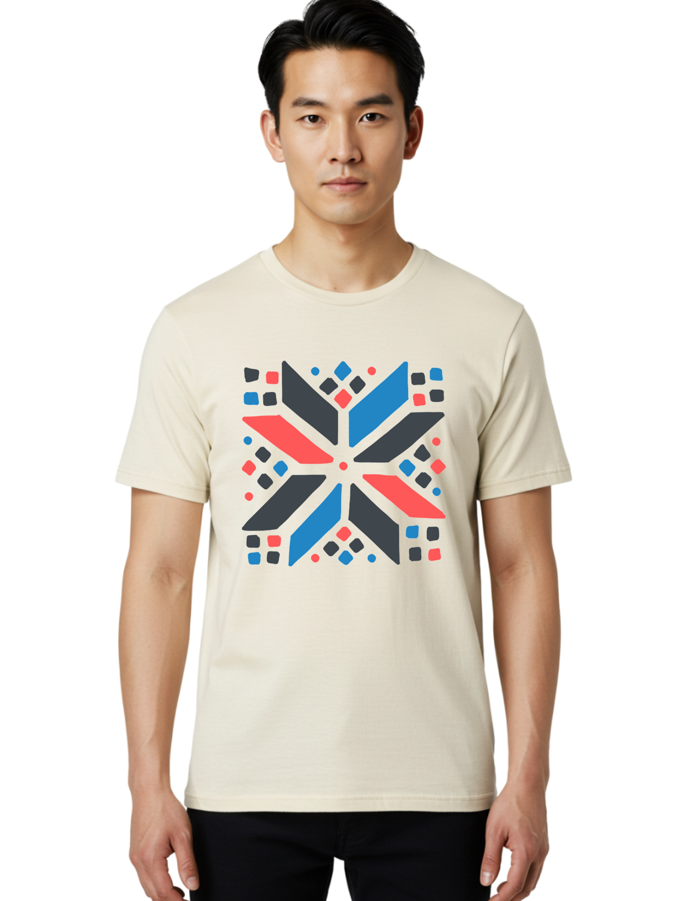 Kaleidoscope-Pattern-1 Men'S Graphic Tee, 100% Cotton, Comfortable Casual Summer Wear, Machine Washable, Symmetrical Shapes, Geometric Pattern, Abstract Design, Colorful Elements, Modern Art, Artistic Expression, Vibrant Colors, Bold Design, Aab757 22