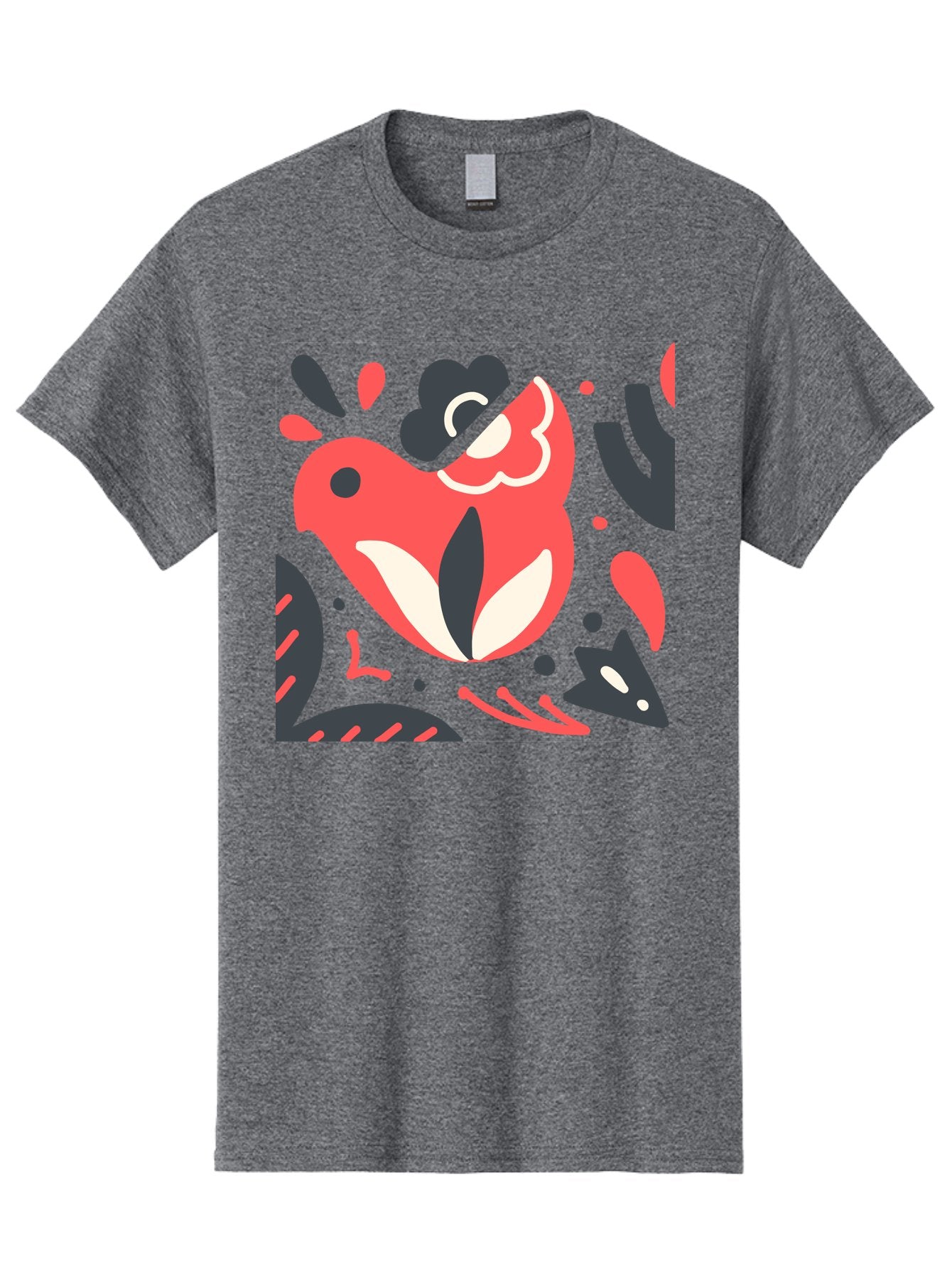 Koi-Fish-Illustration Men'S Graphic Tee, 100% Cotton, Comfortable Casual Summer Wear, Machine Washable, Fish Head, Abstract Art, Digital Illustration, Vibrant Colors, Dynamic Shapes, Playful Design, Creative Expression, Bold Graphics, Aab760