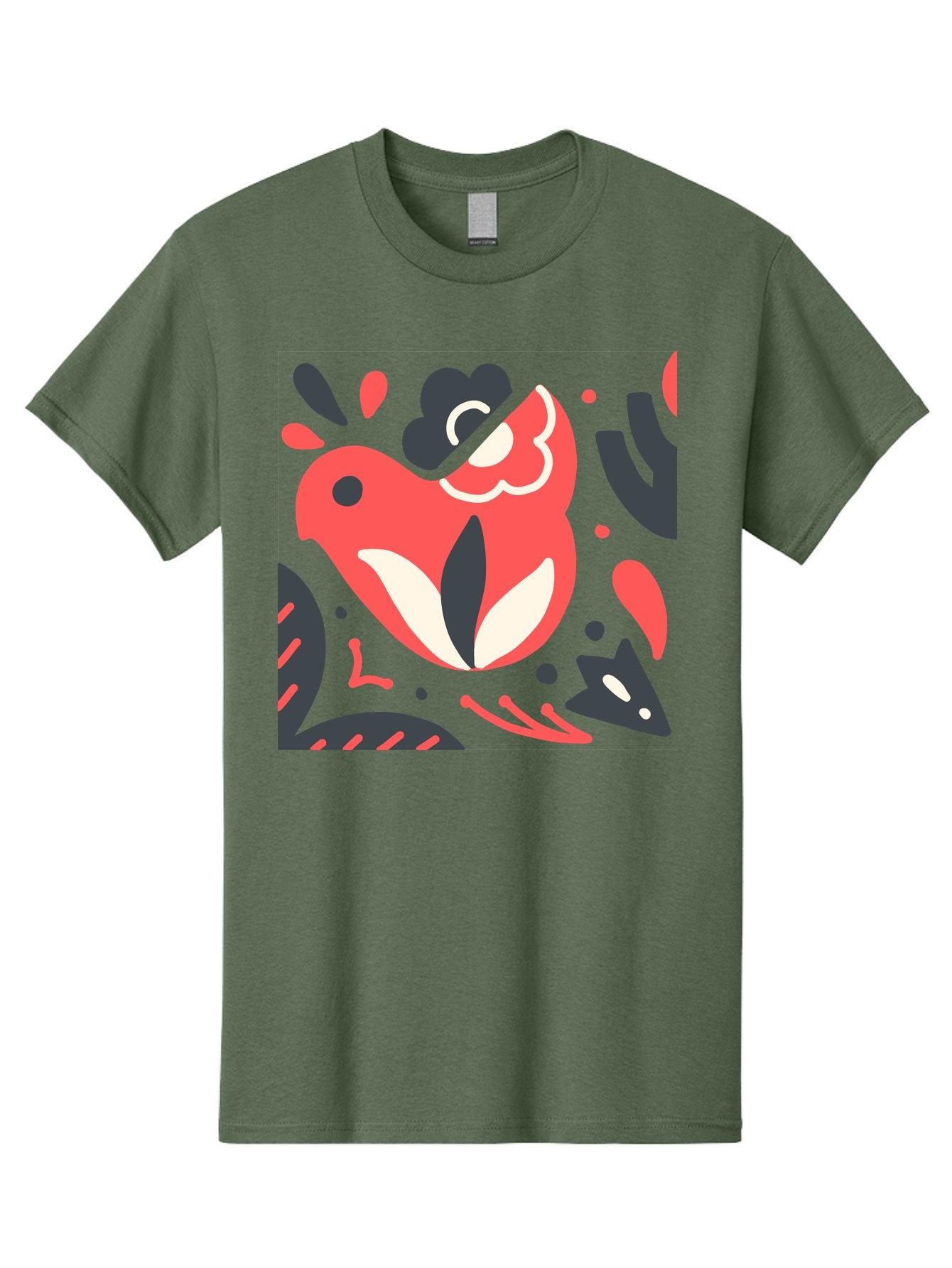 Koi-Fish-Illustration Men'S Graphic Tee, 100% Cotton, Comfortable Casual Summer Wear, Machine Washable, Fish Head, Abstract Art, Digital Illustration, Vibrant Colors, Dynamic Shapes, Playful Design, Creative Expression, Bold Graphics, Aab760