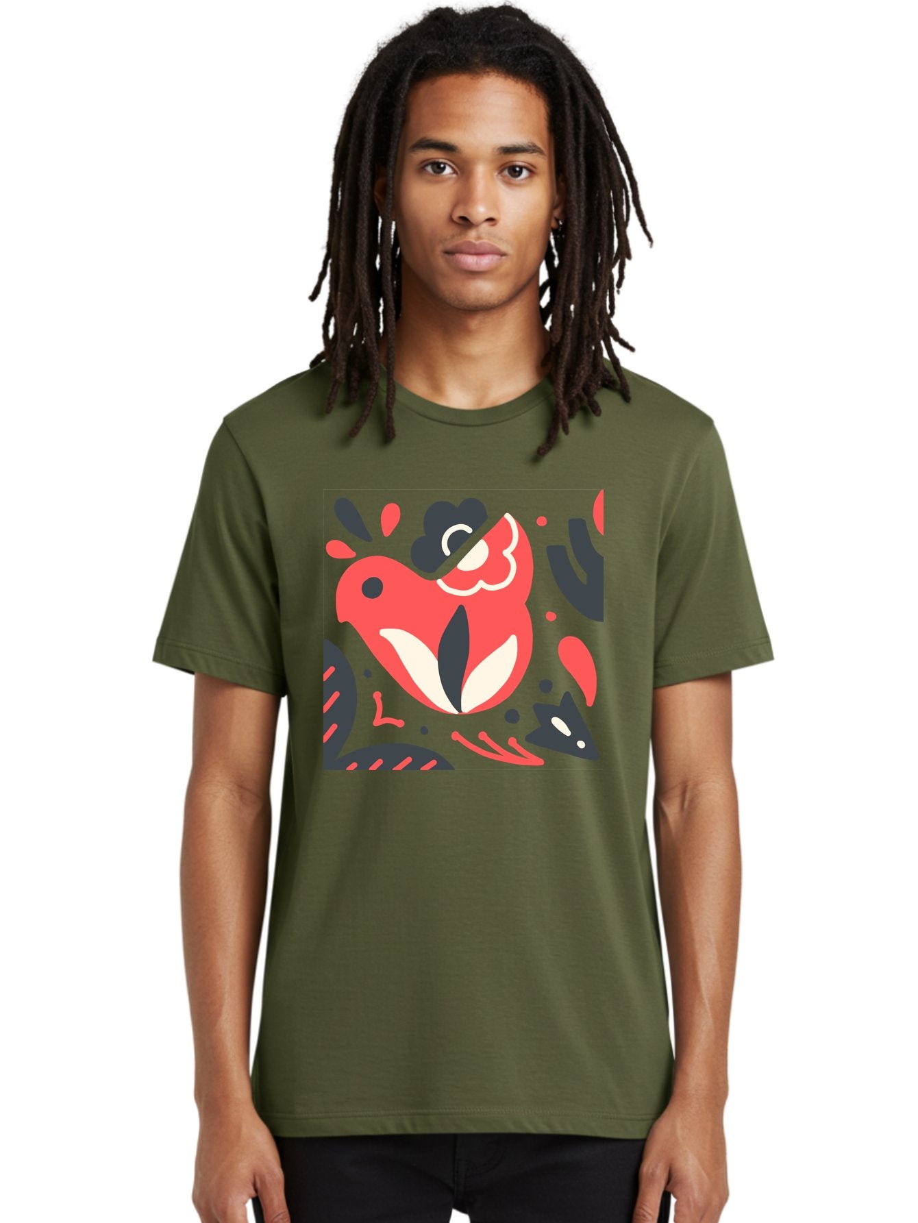 Koi-Fish-Illustration Men'S Graphic Tee, 100% Cotton, Comfortable Casual Summer Wear, Machine Washable, Fish Head, Abstract Art, Digital Illustration, Vibrant Colors, Dynamic Shapes, Playful Design, Creative Expression, Bold Graphics, Aab760 21