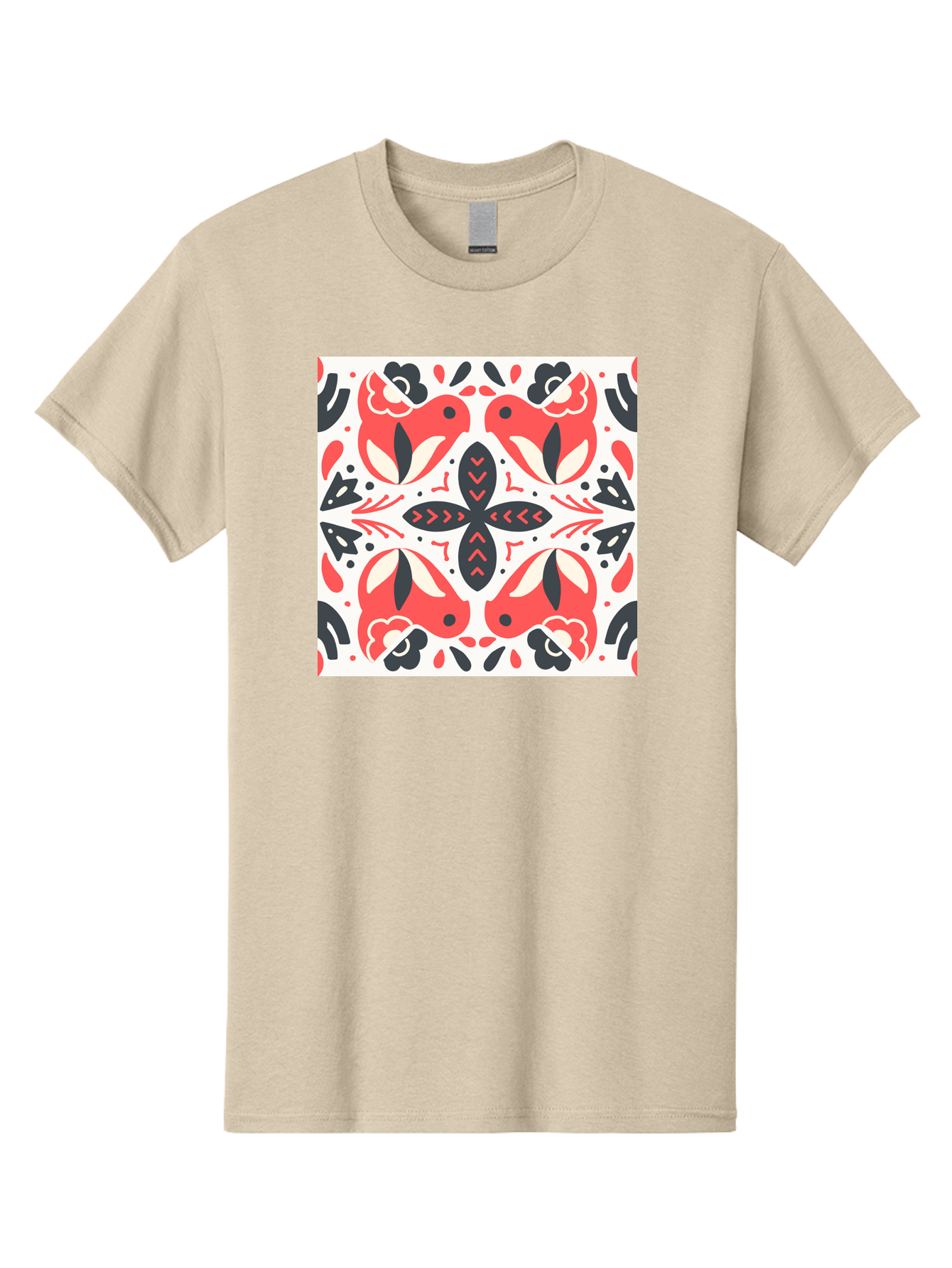 Koi-Fish-Pattern Men'S Graphic Tee, 100% Cotton, Comfortable Casual Summer Wear, Machine Washable, Koi Fish Pattern, Red And Black Design, Floral Motifs, Symmetrical Pattern, Abstract Shapes, Decorative Elements, Traditional Japanese Design, Aab761 27