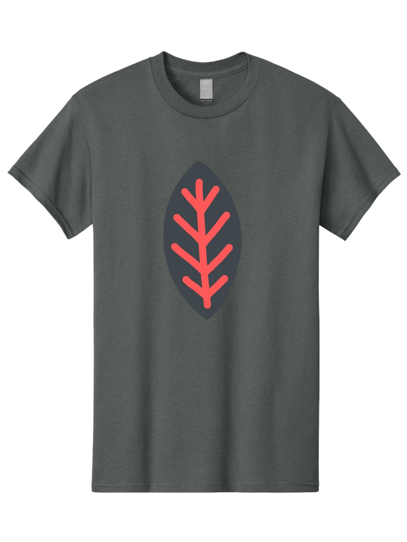 Leaf-Icon Men'S Graphic Tee, 100% Cotton, Comfortable Casual Summer Wear, Machine Washable, Stylized Leaf, Dark Gray Leaf, Red Veins, Minimalist Design, Simple Shapes, Abstract Foliage, Botanical Icon Aab762 11