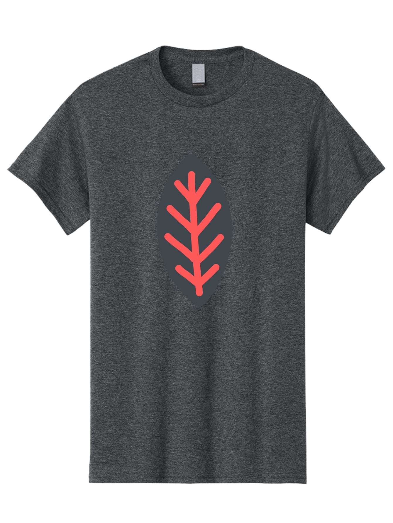 Leaf-Icon Men'S Graphic Tee, 100% Cotton, Comfortable Casual Summer Wear, Machine Washable, Stylized Leaf, Dark Gray Leaf, Red Veins, Minimalist Design, Simple Shapes, Abstract Foliage, Botanical Icon Aab762 13