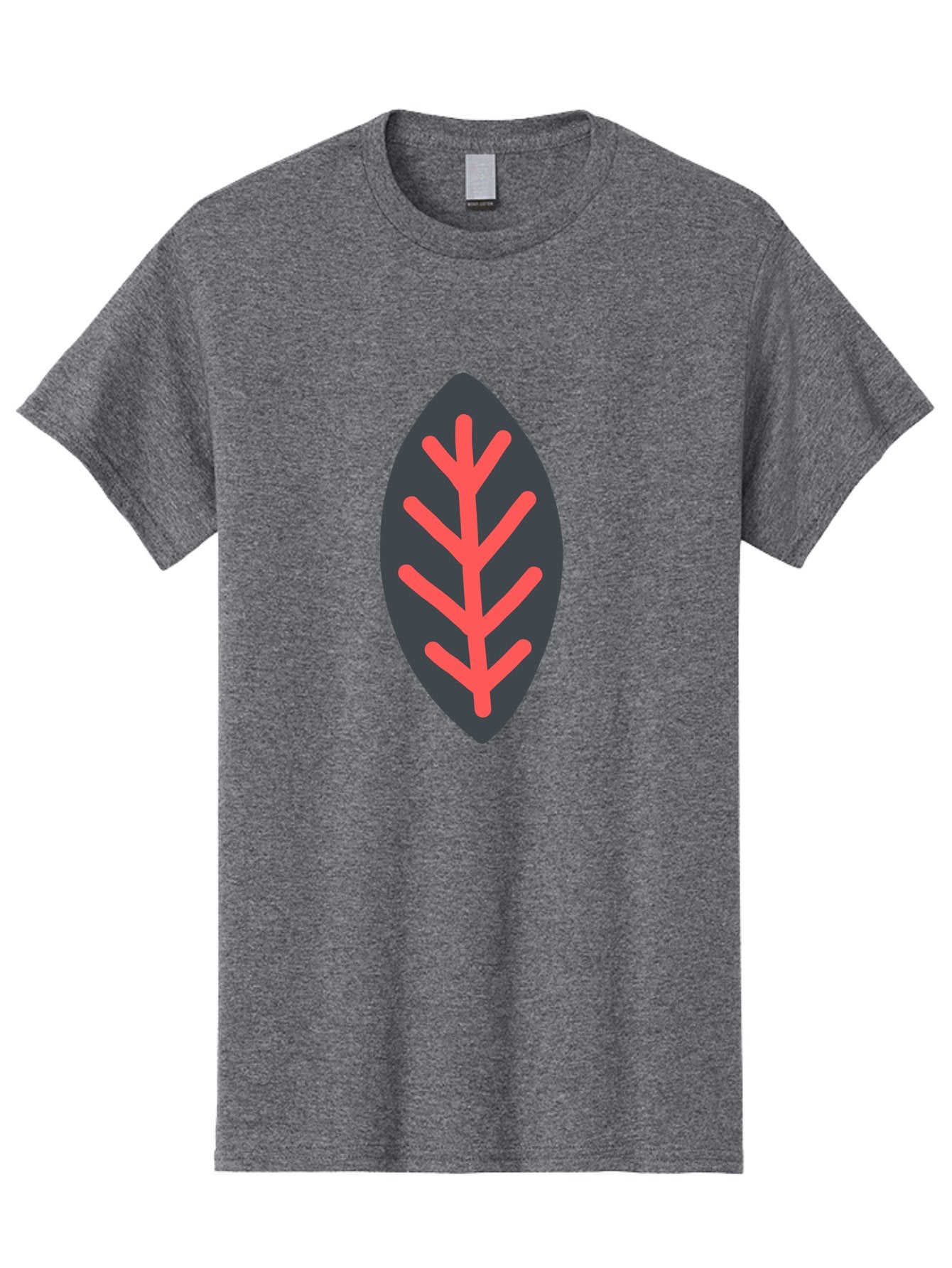 Leaf-Icon Men'S Graphic Tee, 100% Cotton, Comfortable Casual Summer Wear, Machine Washable, Stylized Leaf, Dark Gray Leaf, Red Veins, Minimalist Design, Simple Shapes, Abstract Foliage, Botanical Icon Aab762 3