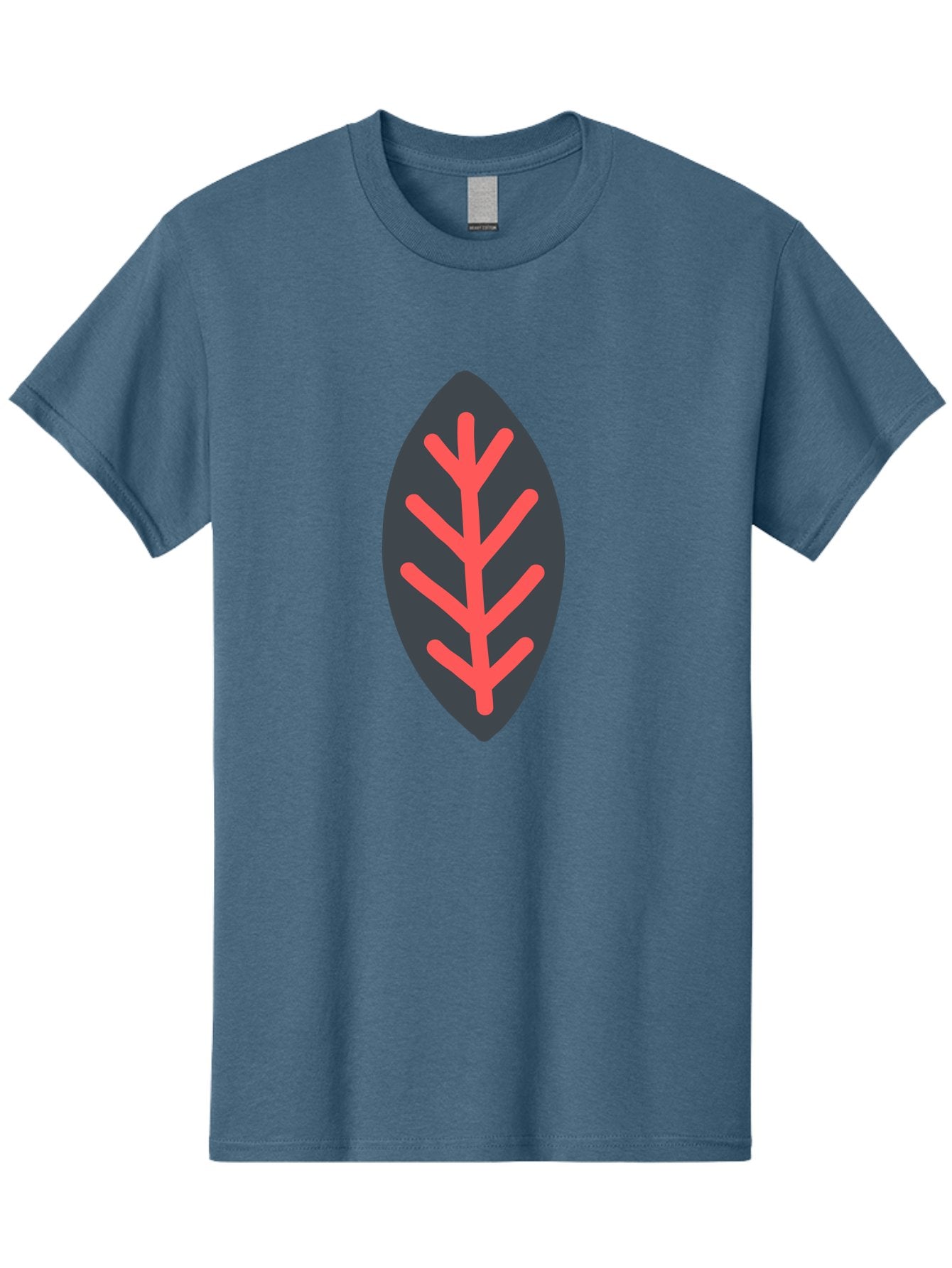 Leaf-Icon Men'S Graphic Tee, 100% Cotton, Comfortable Casual Summer Wear, Machine Washable, Stylized Leaf, Dark Gray Leaf, Red Veins, Minimalist Design, Simple Shapes, Abstract Foliage, Botanical Icon Aab762 14