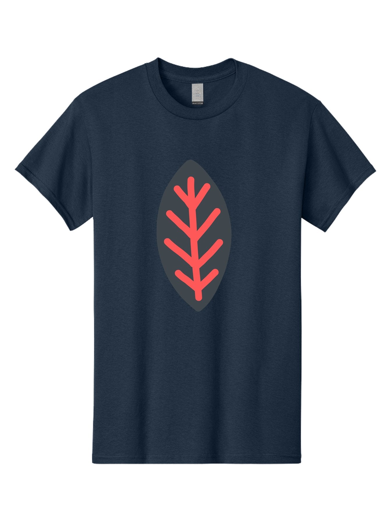 Leaf-Icon Men'S Graphic Tee, 100% Cotton, Comfortable Casual Summer Wear, Machine Washable, Stylized Leaf, Dark Gray Leaf, Red Veins, Minimalist Design, Simple Shapes, Abstract Foliage, Botanical Icon Aab762