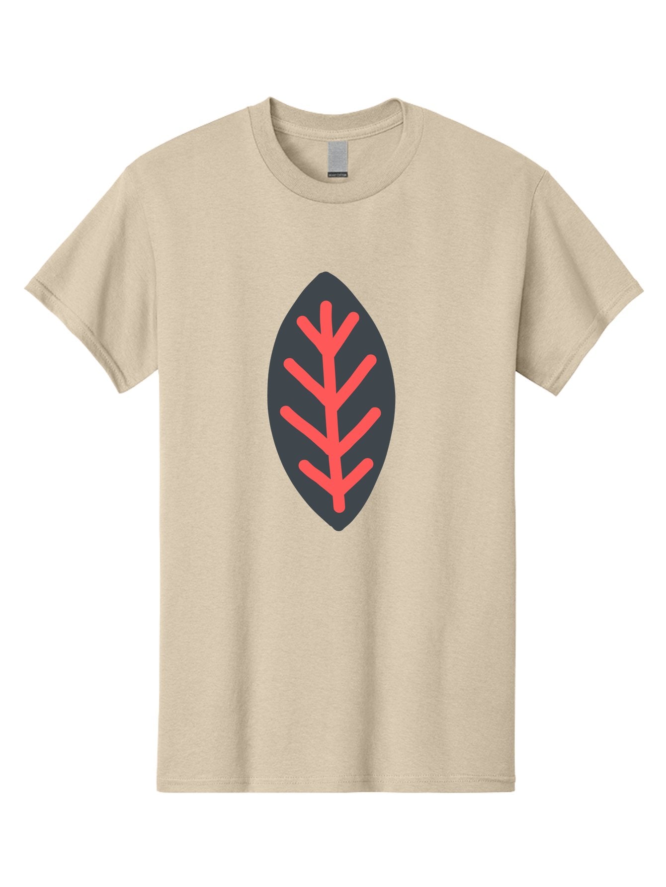 Leaf-Icon Men'S Graphic Tee, 100% Cotton, Comfortable Casual Summer Wear, Machine Washable, Stylized Leaf, Dark Gray Leaf, Red Veins, Minimalist Design, Simple Shapes, Abstract Foliage, Botanical Icon Aab762 8