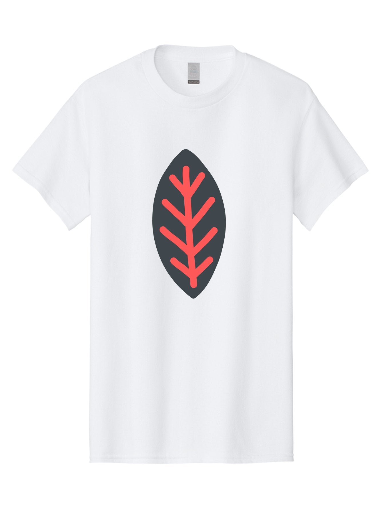 Leaf-Icon Men'S Graphic Tee, 100% Cotton, Comfortable Casual Summer Wear, Machine Washable, Stylized Leaf, Dark Gray Leaf, Red Veins, Minimalist Design, Simple Shapes, Abstract Foliage, Botanical Icon Aab762 7