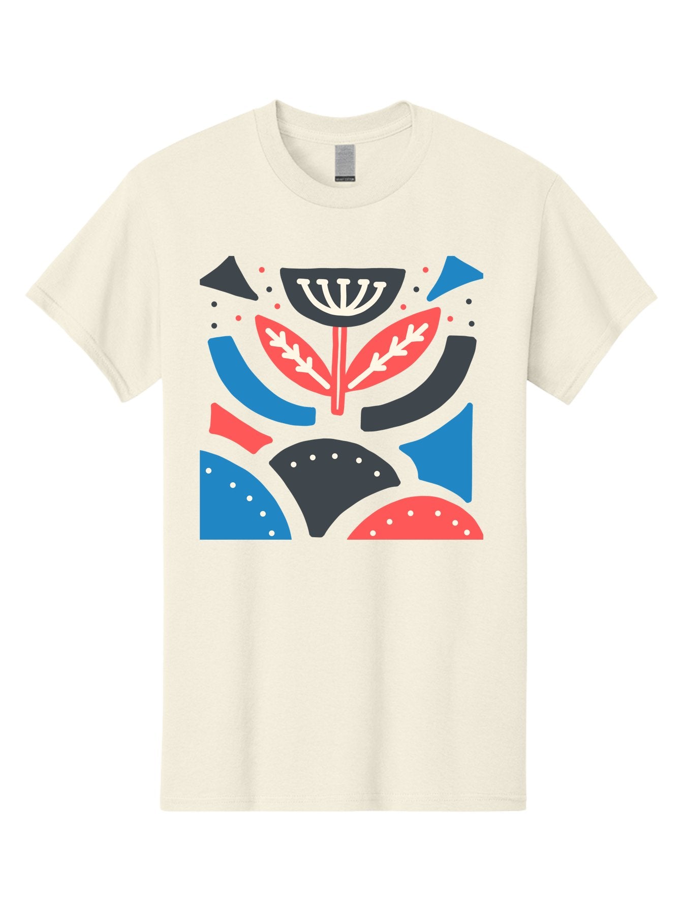 Menorah-Illustration Men'S Graphic Tee, 100% Cotton, Comfortable Casual Summer Wear, Machine Washable, Menorah Illustration, Abstract Floral Design, Hanukkah Symbol, Festive Atmosphere, Jewish Tradition, Holiday Celebration, Aab764