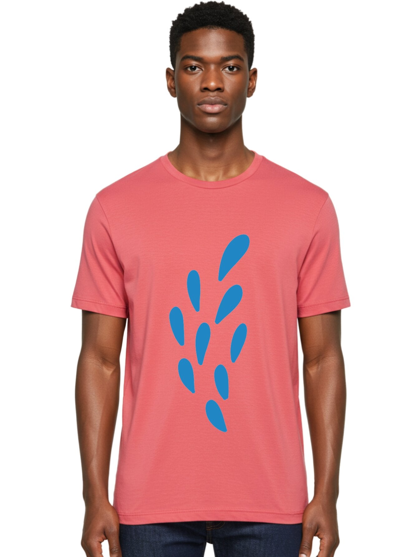 Paw-Print Men'S Graphic Tee, 100% Cotton, Comfortable Casual Summer Wear, Machine Washable, Blue Droplets, Liquid Splash, Abstract Art, Modern Design, Vibrant Colors, Creative Expression, Digital Art Aab767 22