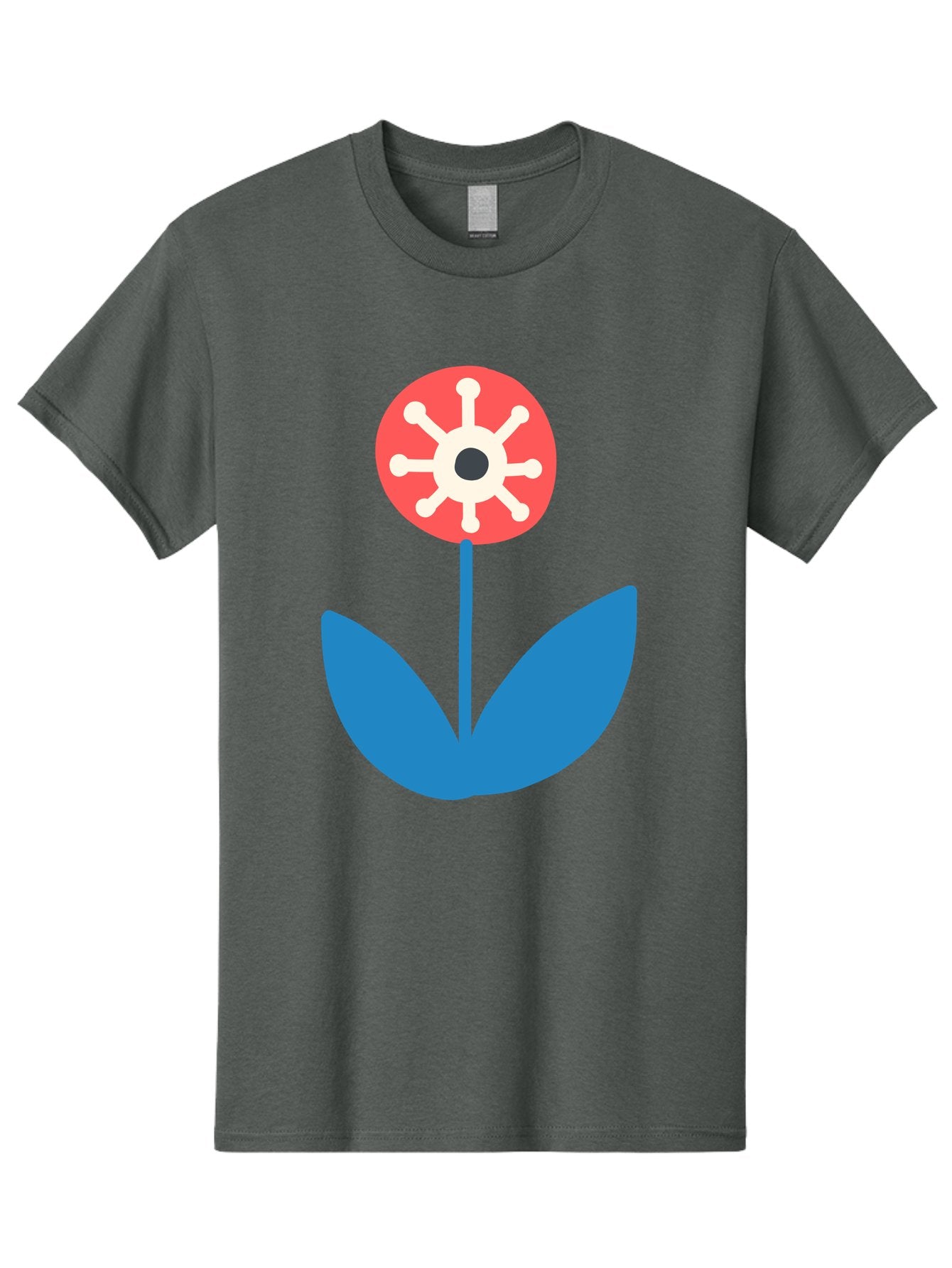 Piranha-Plant Men'S Graphic Tee, 100% Cotton, Comfortable Casual Summer Wear, Machine Washable, Cartoon Flower, Red Bloom, Blue Leaves, White And Black Center, Mushroom Inspired, Video Game Art, Super Mario, Simple Shapes, Bold Colors, Aab773 4