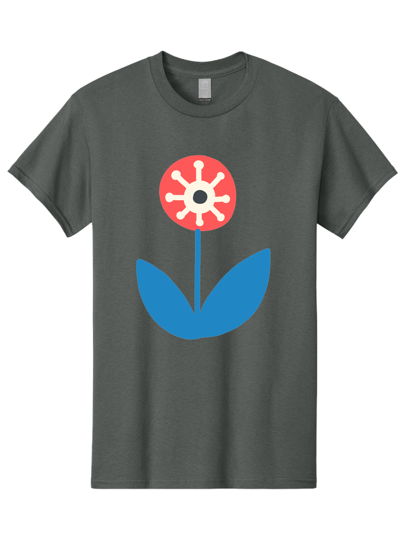 Piranha-Plant Men'S Graphic Tee, 100% Cotton, Comfortable Casual Summer Wear, Machine Washable, Cartoon Flower, Red Bloom, Blue Leaves, White And Black Center, Mushroom Inspired, Video Game Art, Super Mario, Simple Shapes, Bold Colors, Aab773 23