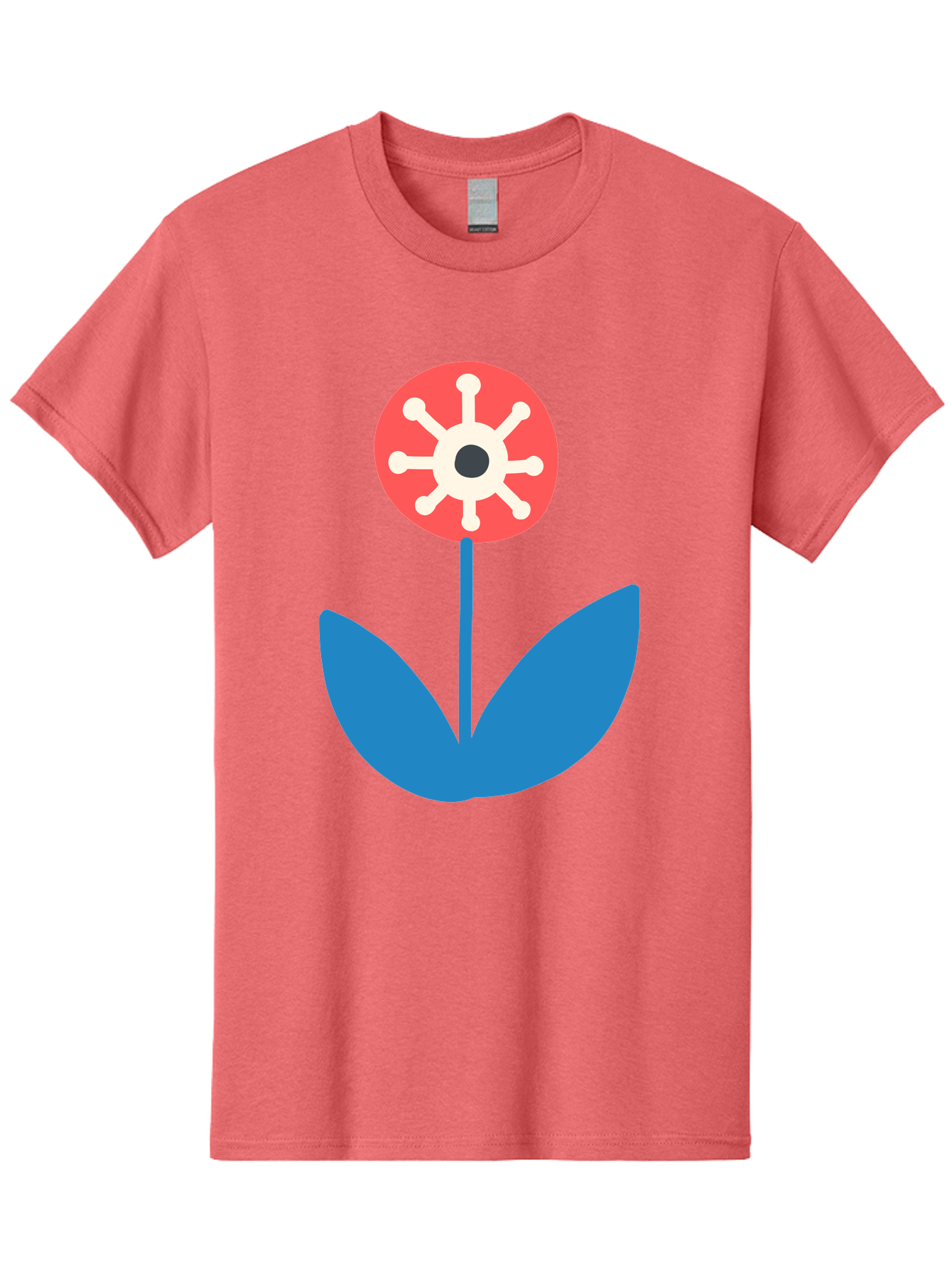 Piranha-Plant Men'S Graphic Tee, 100% Cotton, Comfortable Casual Summer Wear, Machine Washable, Cartoon Flower, Red Bloom, Blue Leaves, White And Black Center, Mushroom Inspired, Video Game Art, Super Mario, Simple Shapes, Bold Colors, Aab773 13
