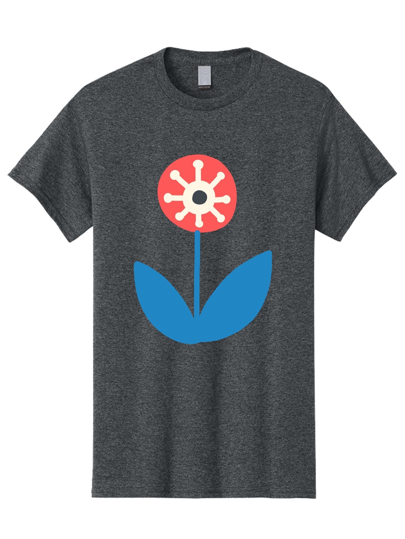 Piranha-Plant Men'S Graphic Tee, 100% Cotton, Comfortable Casual Summer Wear, Machine Washable, Cartoon Flower, Red Bloom, Blue Leaves, White And Black Center, Mushroom Inspired, Video Game Art, Super Mario, Simple Shapes, Bold Colors, Aab773 11
