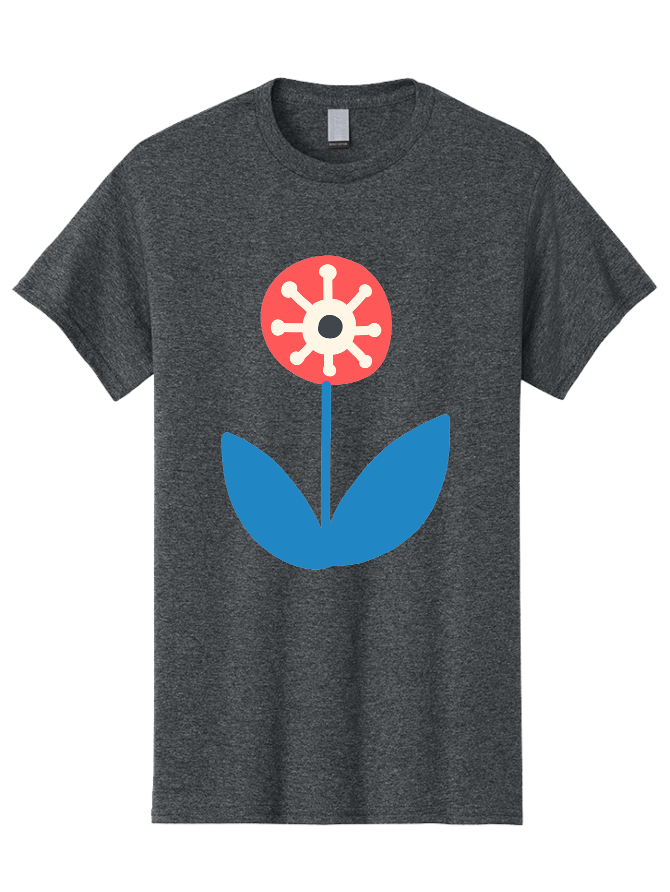 Piranha-Plant Men'S Graphic Tee, 100% Cotton, Comfortable Casual Summer Wear, Machine Washable, Cartoon Flower, Red Bloom, Blue Leaves, White And Black Center, Mushroom Inspired, Video Game Art, Super Mario, Simple Shapes, Bold Colors, Aab773 7