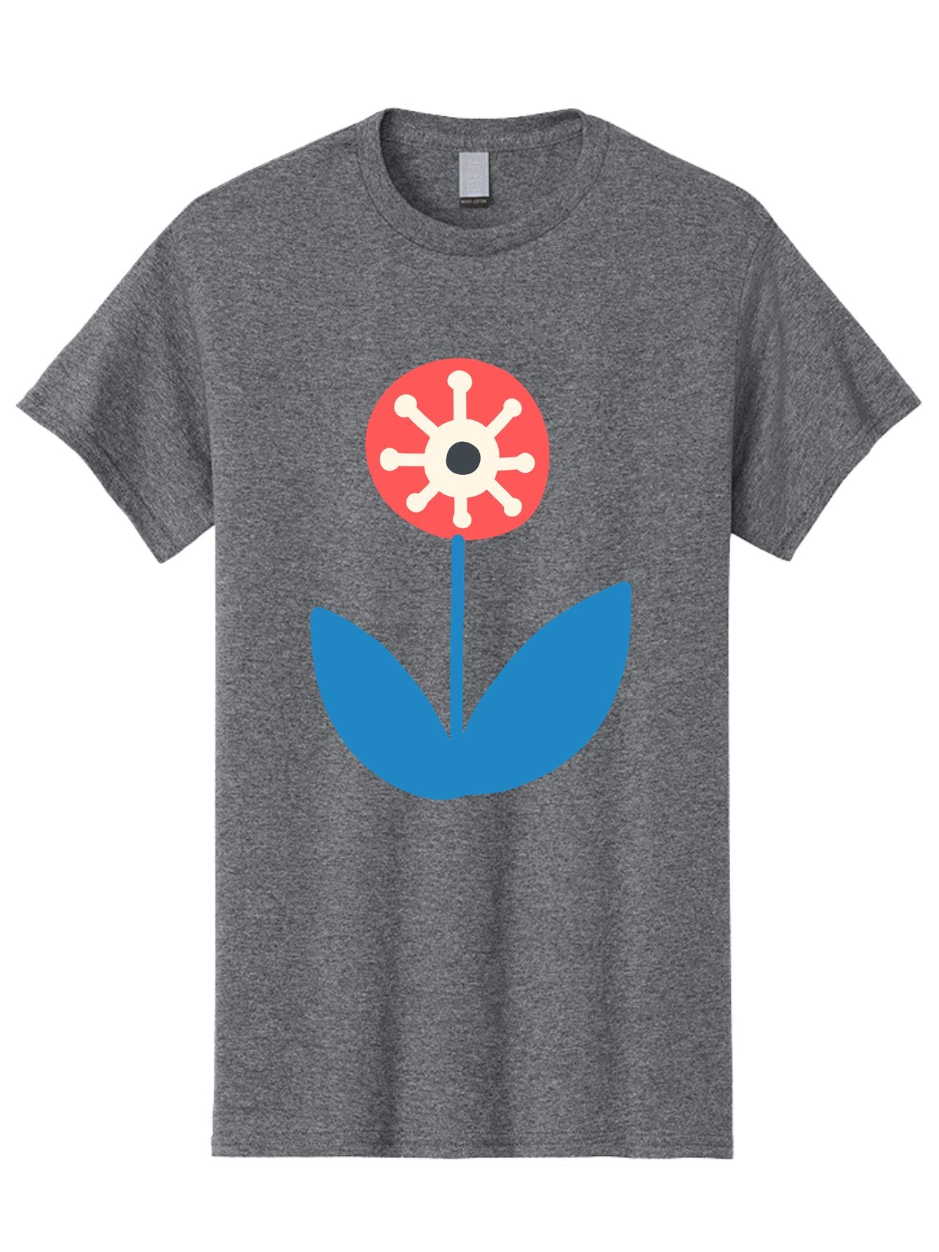 Piranha-Plant Men'S Graphic Tee, 100% Cotton, Comfortable Casual Summer Wear, Machine Washable, Cartoon Flower, Red Bloom, Blue Leaves, White And Black Center, Mushroom Inspired, Video Game Art, Super Mario, Simple Shapes, Bold Colors, Aab773 3