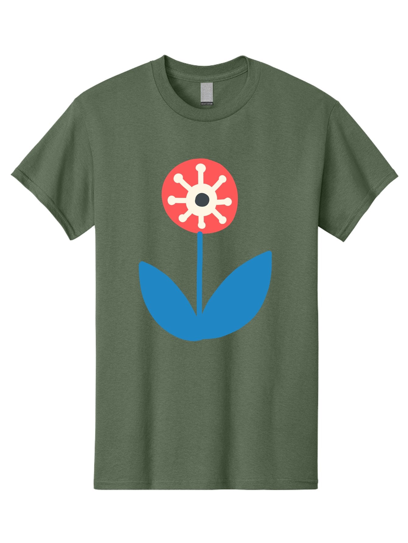 Piranha-Plant Men'S Graphic Tee, 100% Cotton, Comfortable Casual Summer Wear, Machine Washable, Cartoon Flower, Red Bloom, Blue Leaves, White And Black Center, Mushroom Inspired, Video Game Art, Super Mario, Simple Shapes, Bold Colors, Aab773 7
