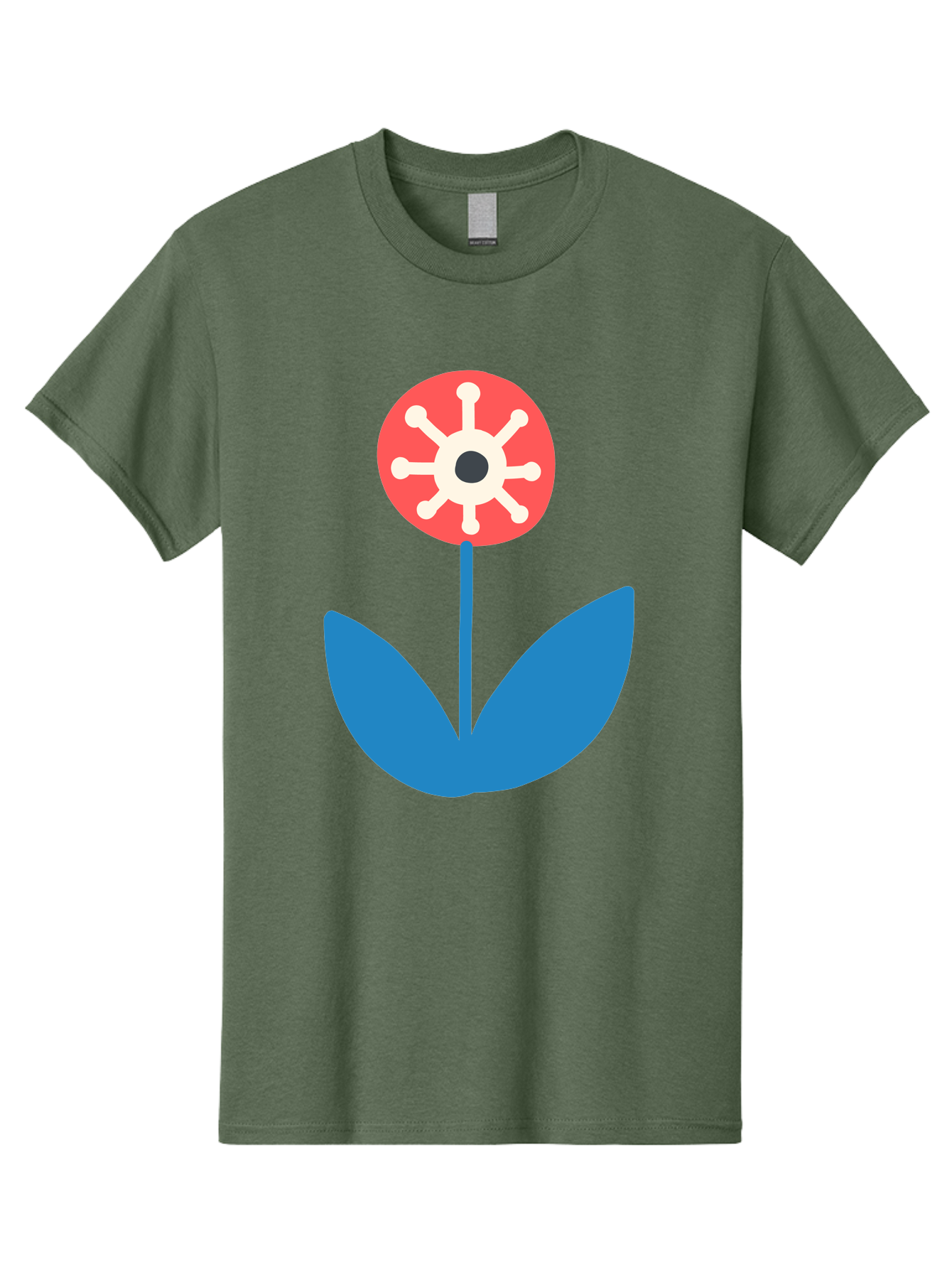Piranha-Plant Men'S Graphic Tee, 100% Cotton, Comfortable Casual Summer Wear, Machine Washable, Cartoon Flower, Red Bloom, Blue Leaves, White And Black Center, Mushroom Inspired, Video Game Art, Super Mario, Simple Shapes, Bold Colors, Aab773 25