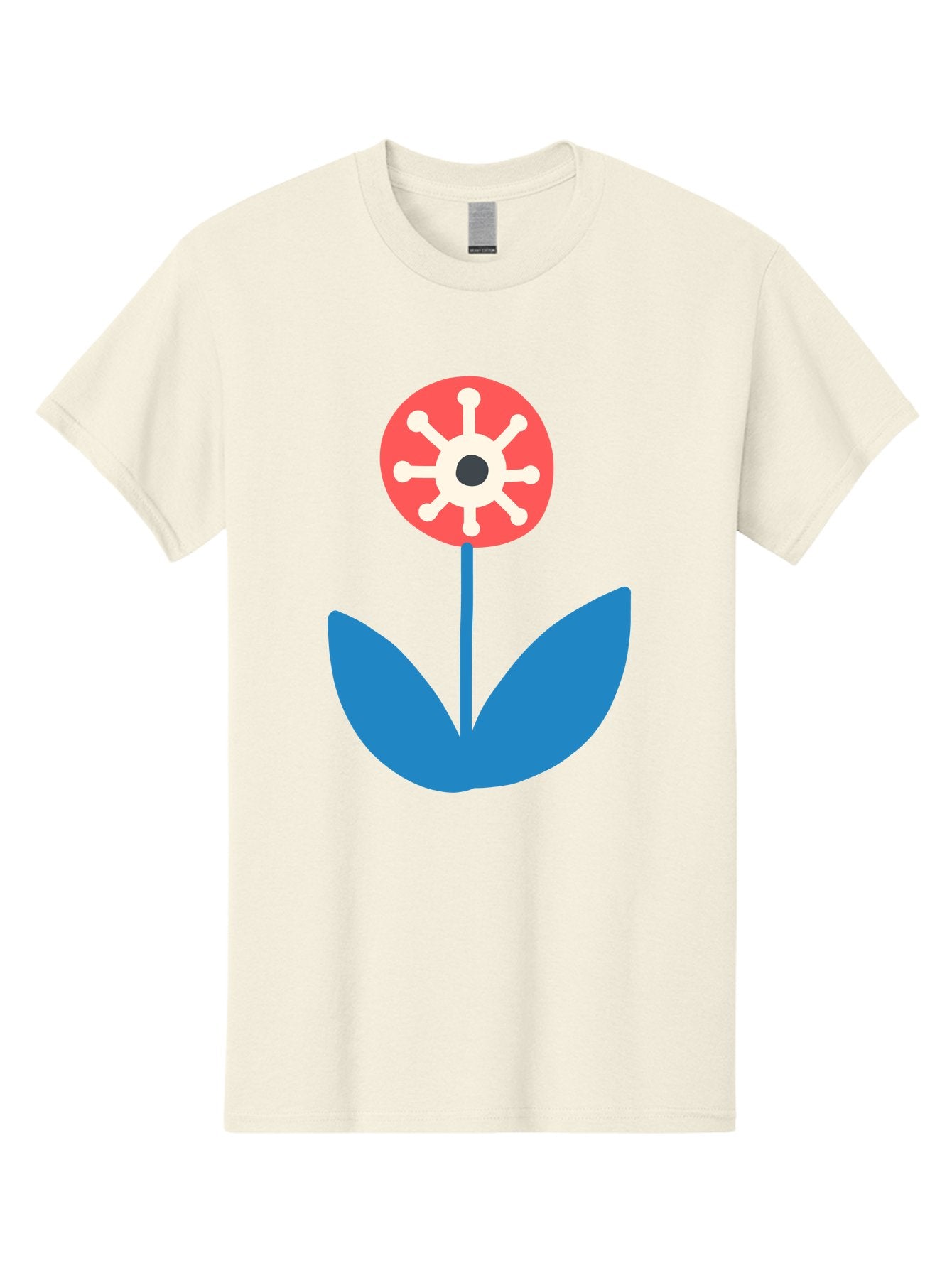 Piranha-Plant Men'S Graphic Tee, 100% Cotton, Comfortable Casual Summer Wear, Machine Washable, Cartoon Flower, Red Bloom, Blue Leaves, White And Black Center, Mushroom Inspired, Video Game Art, Super Mario, Simple Shapes, Bold Colors, Aab773 12