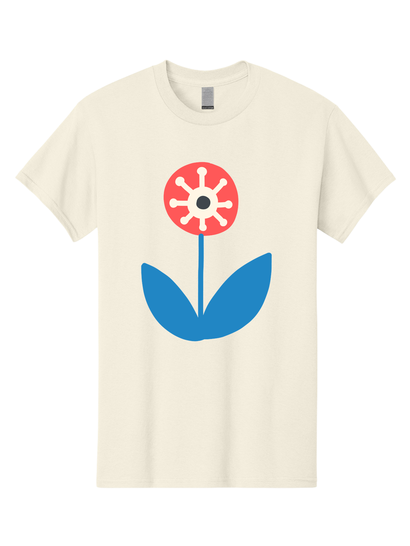 Piranha-Plant Men'S Graphic Tee, 100% Cotton, Comfortable Casual Summer Wear, Machine Washable, Cartoon Flower, Red Bloom, Blue Leaves, White And Black Center, Mushroom Inspired, Video Game Art, Super Mario, Simple Shapes, Bold Colors, Aab773 5