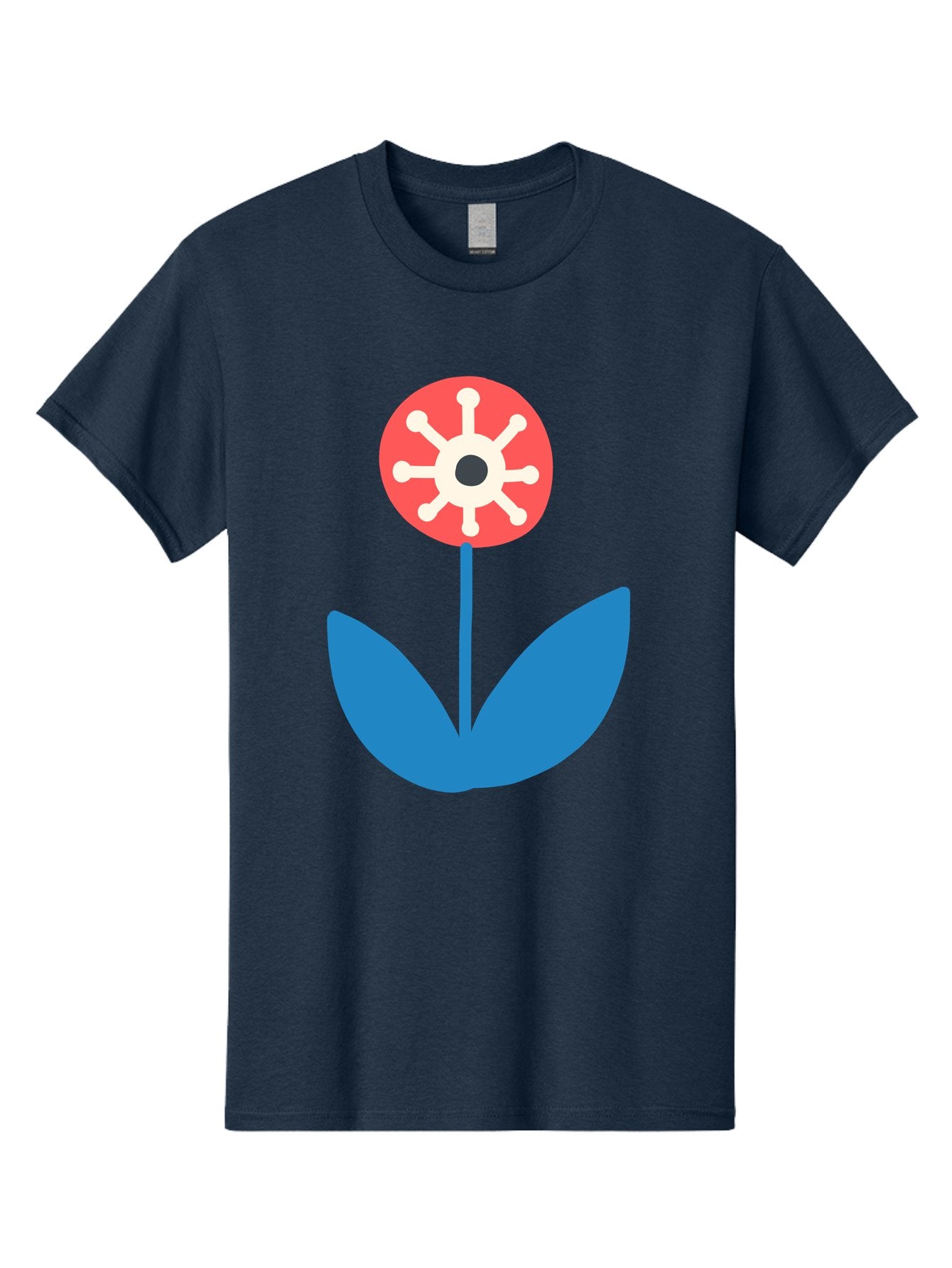Piranha-Plant Men'S Graphic Tee, 100% Cotton, Comfortable Casual Summer Wear, Machine Washable, Cartoon Flower, Red Bloom, Blue Leaves, White And Black Center, Mushroom Inspired, Video Game Art, Super Mario, Simple Shapes, Bold Colors, Aab773 13