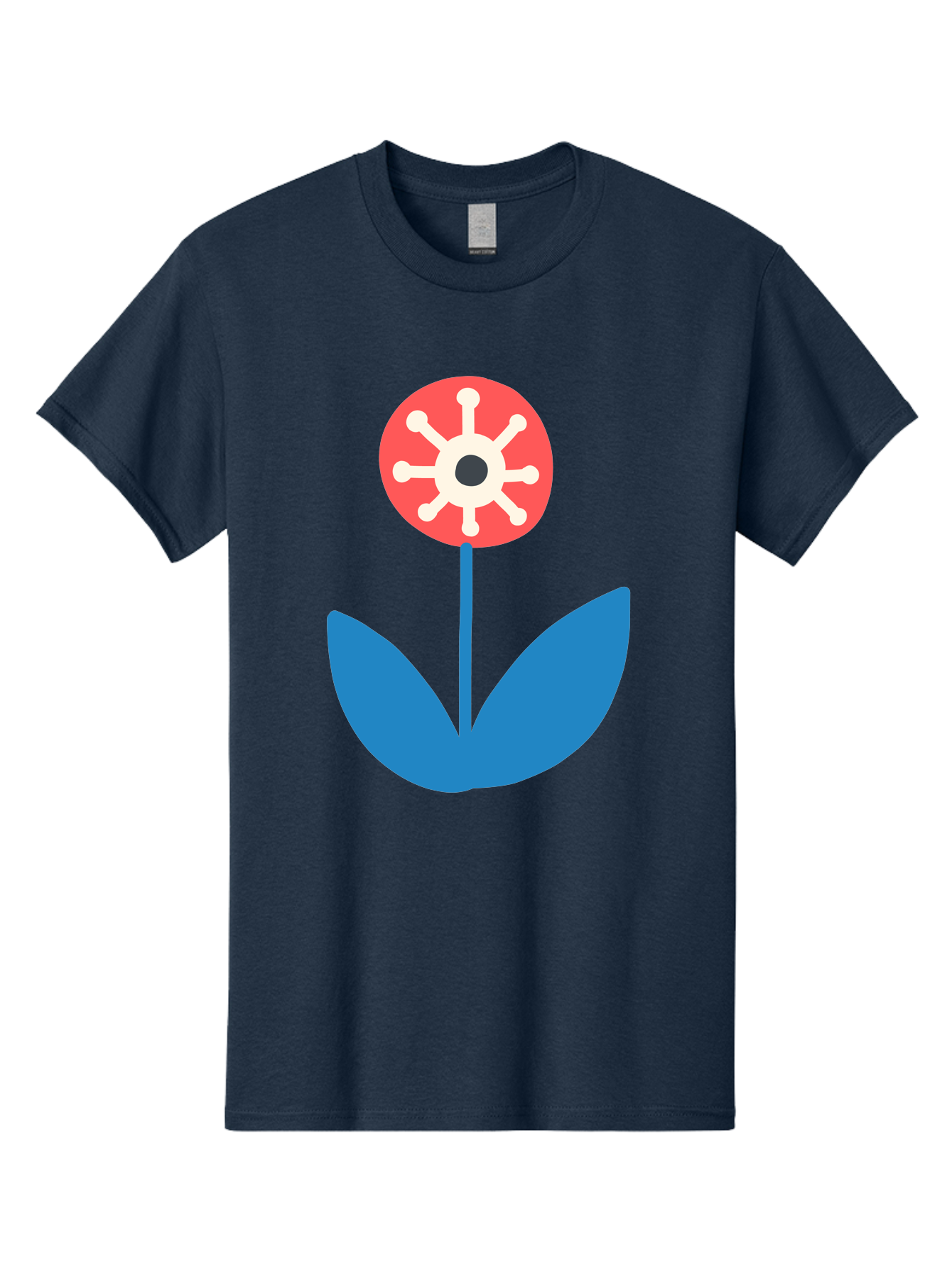 Piranha-Plant Men'S Graphic Tee, 100% Cotton, Comfortable Casual Summer Wear, Machine Washable, Cartoon Flower, Red Bloom, Blue Leaves, White And Black Center, Mushroom Inspired, Video Game Art, Super Mario, Simple Shapes, Bold Colors, Aab773 29