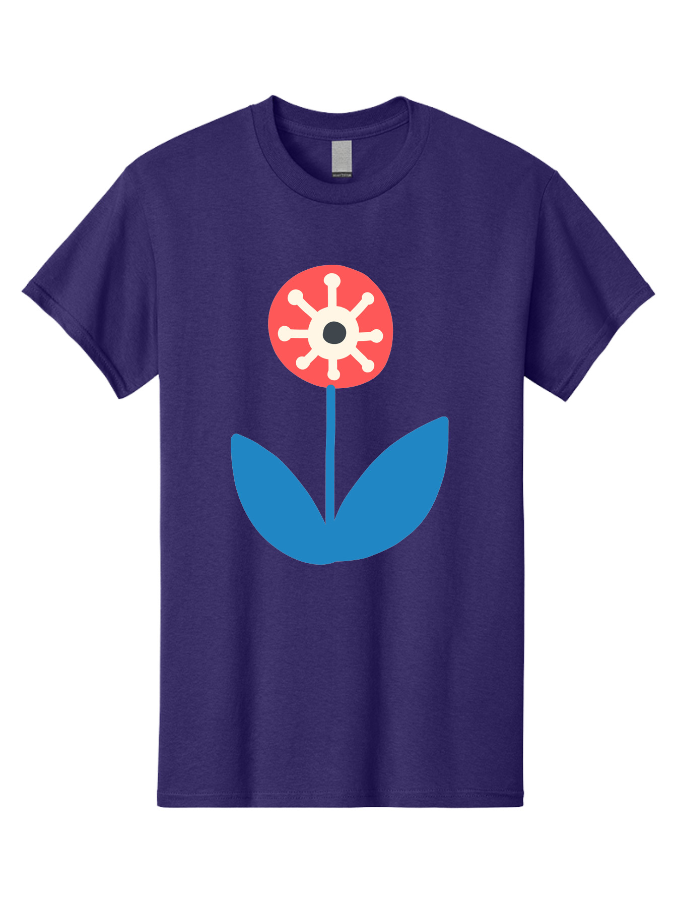 Piranha-Plant Men'S Graphic Tee, 100% Cotton, Comfortable Casual Summer Wear, Machine Washable, Cartoon Flower, Red Bloom, Blue Leaves, White And Black Center, Mushroom Inspired, Video Game Art, Super Mario, Simple Shapes, Bold Colors, Aab773