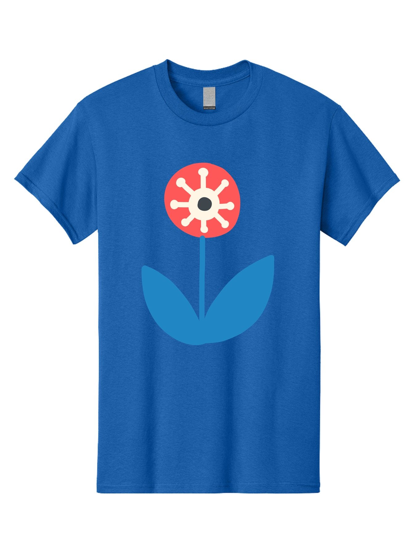 Piranha-Plant Men'S Graphic Tee, 100% Cotton, Comfortable Casual Summer Wear, Machine Washable, Cartoon Flower, Red Bloom, Blue Leaves, White And Black Center, Mushroom Inspired, Video Game Art, Super Mario, Simple Shapes, Bold Colors, Aab773 14