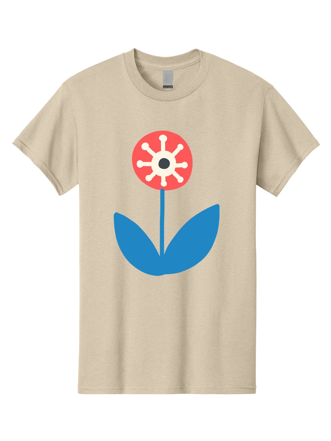Piranha-Plant Men'S Graphic Tee, 100% Cotton, Comfortable Casual Summer Wear, Machine Washable, Cartoon Flower, Red Bloom, Blue Leaves, White And Black Center, Mushroom Inspired, Video Game Art, Super Mario, Simple Shapes, Bold Colors, Aab773 5