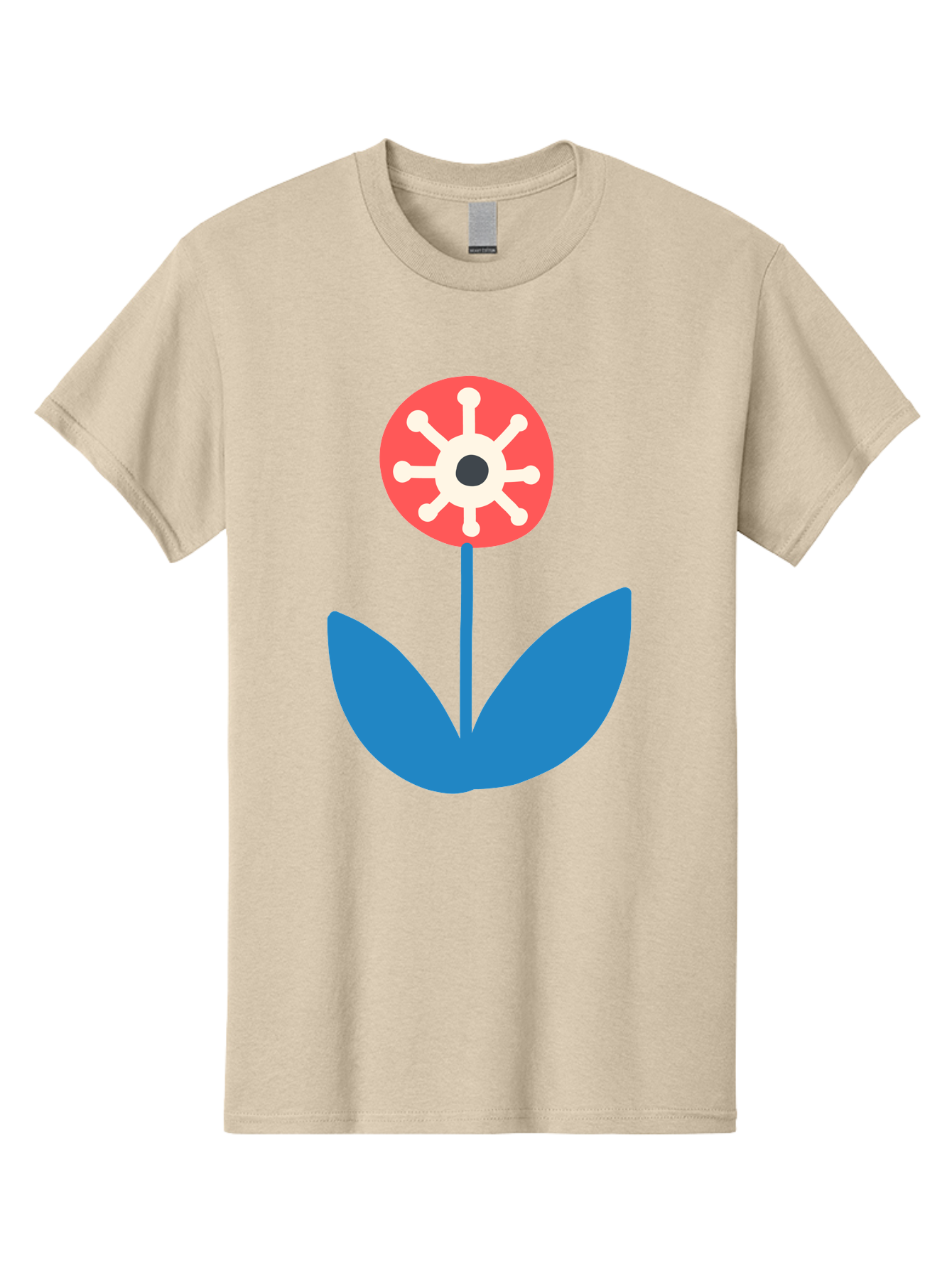 Piranha-Plant Men'S Graphic Tee, 100% Cotton, Comfortable Casual Summer Wear, Machine Washable, Cartoon Flower, Red Bloom, Blue Leaves, White And Black Center, Mushroom Inspired, Video Game Art, Super Mario, Simple Shapes, Bold Colors, Aab773 15