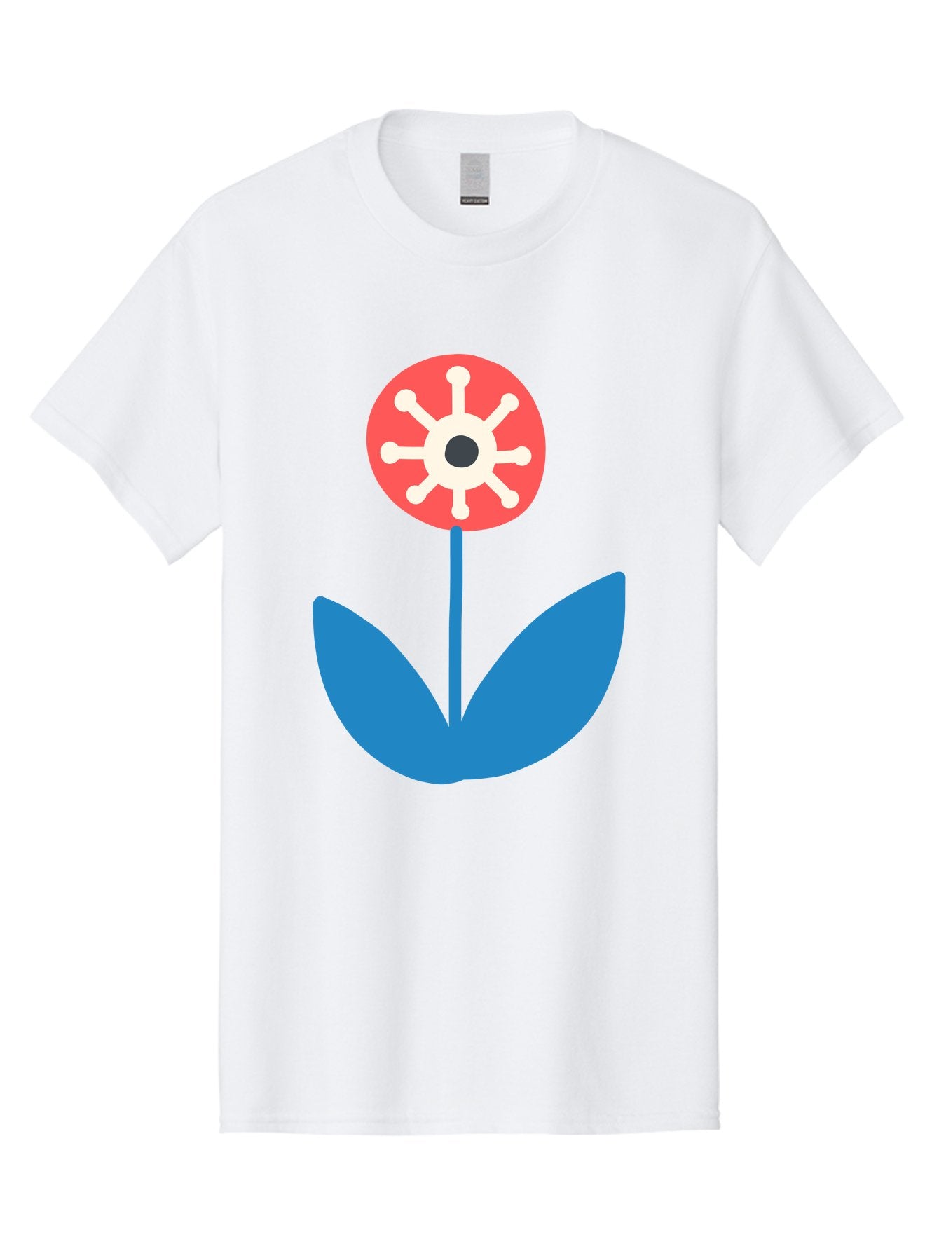Piranha-Plant Men'S Graphic Tee, 100% Cotton, Comfortable Casual Summer Wear, Machine Washable, Cartoon Flower, Red Bloom, Blue Leaves, White And Black Center, Mushroom Inspired, Video Game Art, Super Mario, Simple Shapes, Bold Colors, Aab773 9