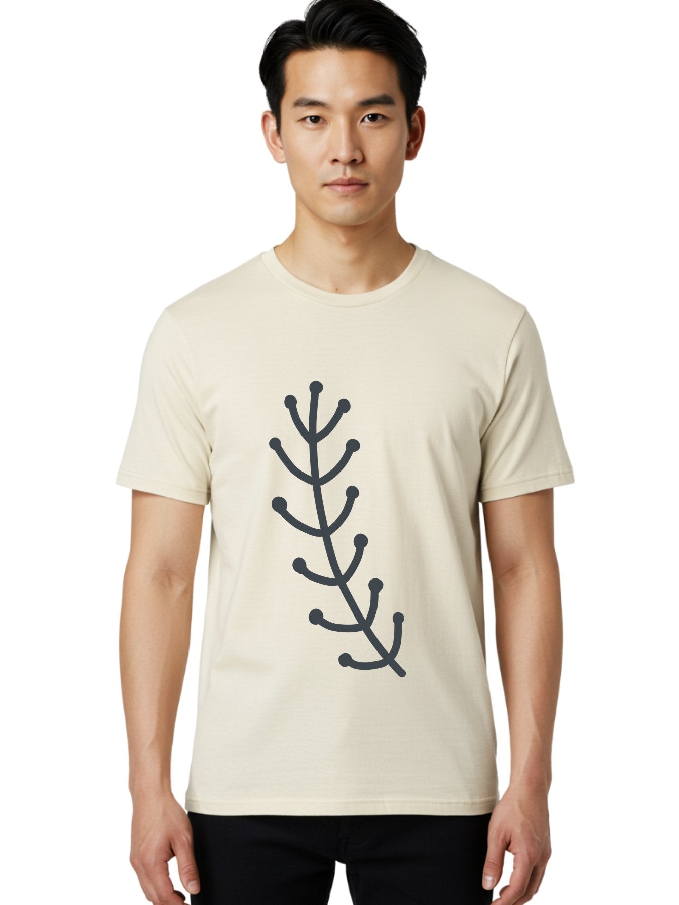 Purple-Branch Men'S Graphic Tee, 100% Cotton, Comfortable Casual Summer Wear, Machine Washable, Purple Twig, Minimalist Design, Simple Illustration, Botanical Art, Abstract Shape, Graphic Element, Digital Drawing, Stylized Branch Aab774 24