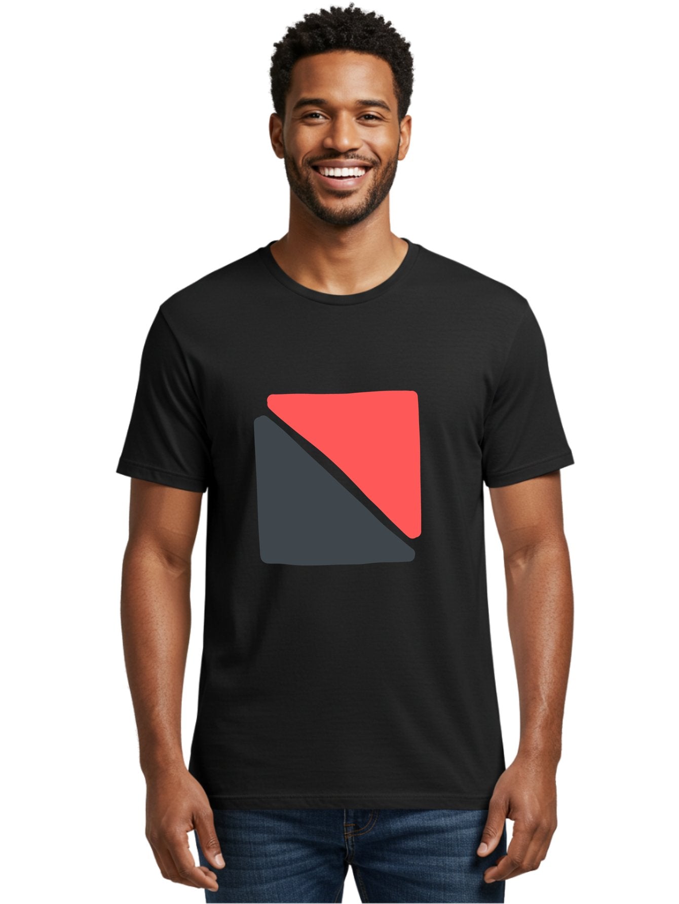 Red-And-Black-Shapes Men'S Graphic Tee, 100% Cotton, Comfortable Casual Summer Wear, Machine Washable, Geometric Shapes, Abstract Design, Red And Black, Modern Art, Minimalist Style, Contrasting Colors, Simple Composition, Digital Art, Aab776 22