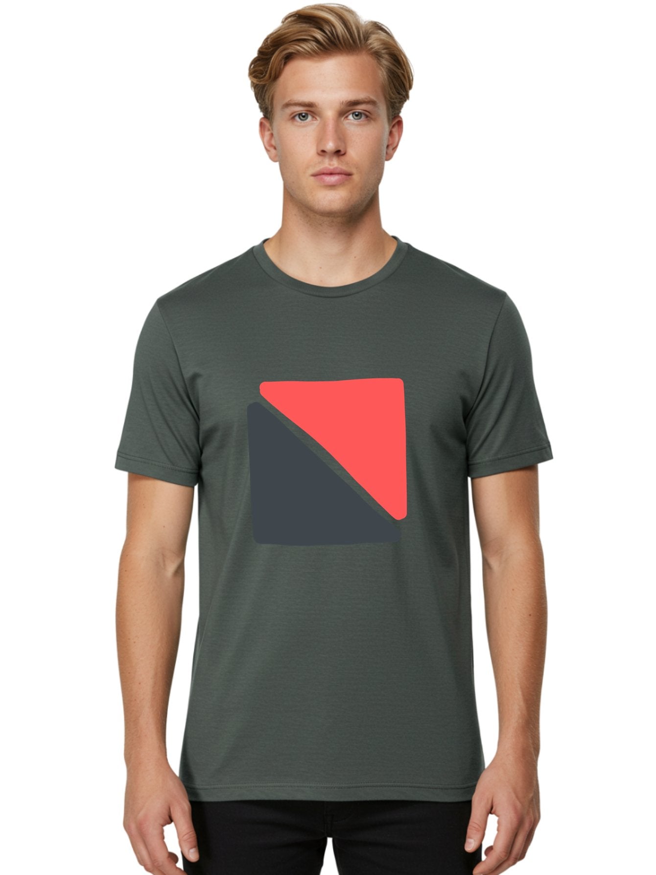 Red-And-Black-Shapes Men'S Graphic Tee, 100% Cotton, Comfortable Casual Summer Wear, Machine Washable, Geometric Shapes, Abstract Design, Red And Black, Modern Art, Minimalist Style, Contrasting Colors, Simple Composition, Digital Art, Aab776 16