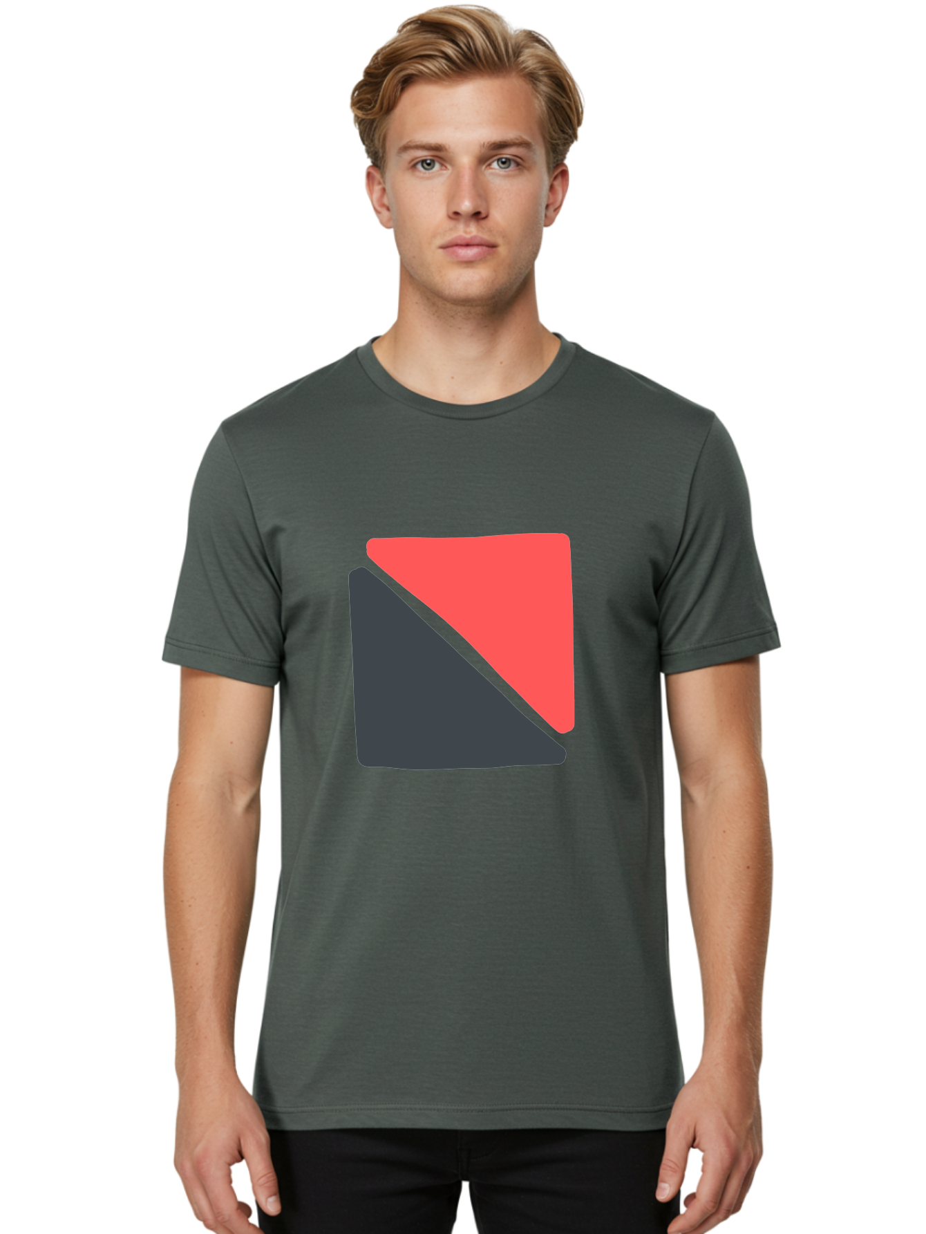 Red-And-Black-Shapes Men'S Graphic Tee, 100% Cotton, Comfortable Casual Summer Wear, Machine Washable, Geometric Shapes, Abstract Design, Red And Black, Modern Art, Minimalist Style, Contrasting Colors, Simple Composition, Digital Art, Aab776 26