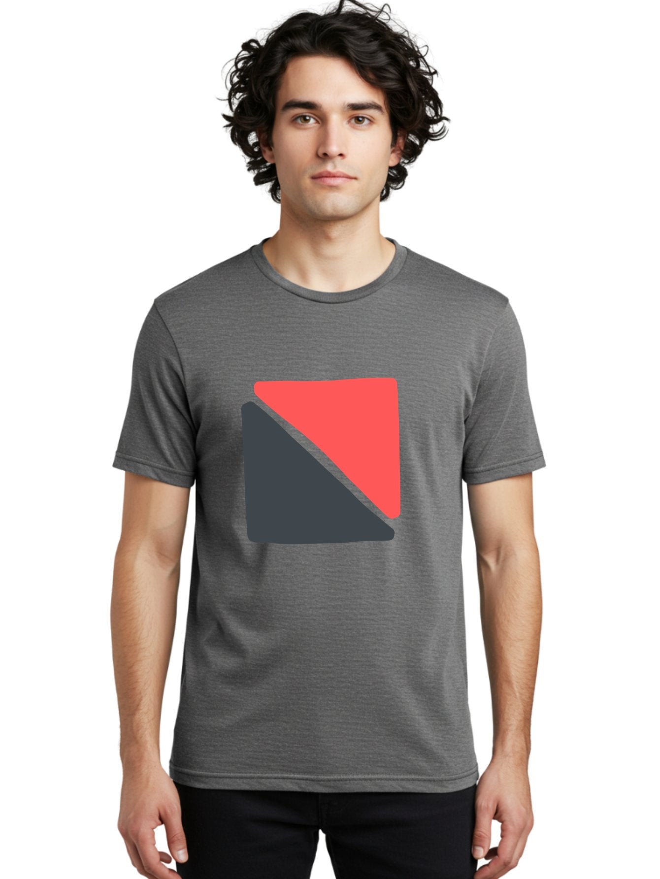 Red-And-Black-Shapes Men'S Graphic Tee, 100% Cotton, Comfortable Casual Summer Wear, Machine Washable, Geometric Shapes, Abstract Design, Red And Black, Modern Art, Minimalist Style, Contrasting Colors, Simple Composition, Digital Art, Aab776 28