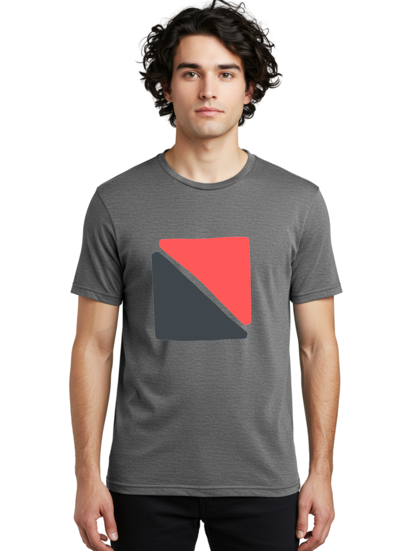 Red-And-Black-Shapes Men'S Graphic Tee, 100% Cotton, Comfortable Casual Summer Wear, Machine Washable, Geometric Shapes, Abstract Design, Red And Black, Modern Art, Minimalist Style, Contrasting Colors, Simple Composition, Digital Art, Aab776 6