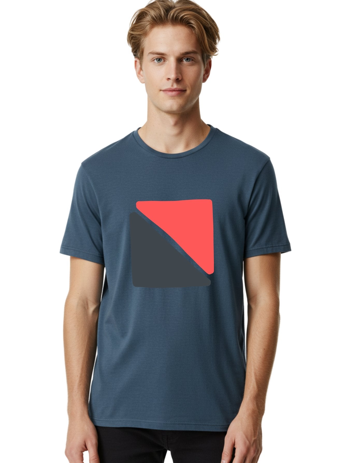 Red-And-Black-Shapes Men'S Graphic Tee, 100% Cotton, Comfortable Casual Summer Wear, Machine Washable, Geometric Shapes, Abstract Design, Red And Black, Modern Art, Minimalist Style, Contrasting Colors, Simple Composition, Digital Art, Aab776 27