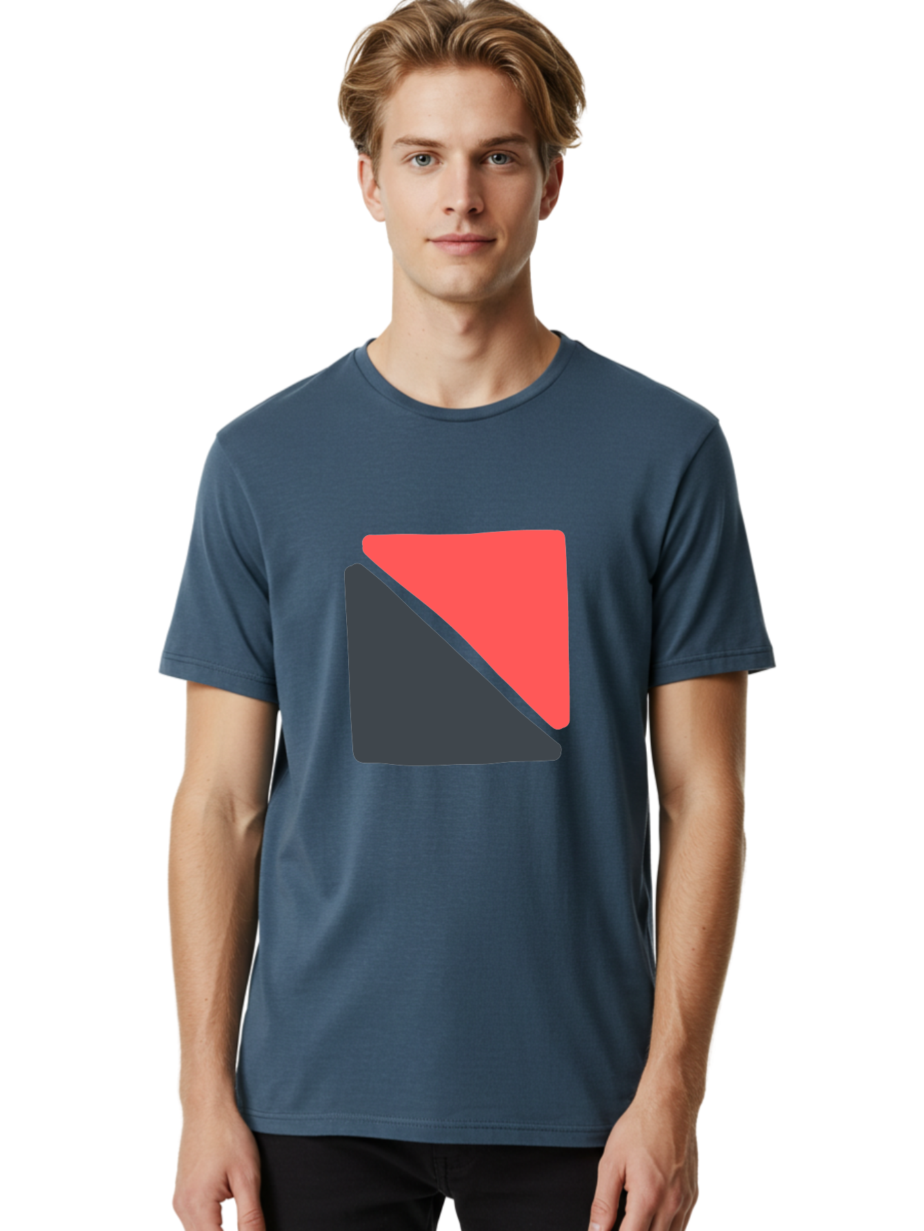 Red-And-Black-Shapes Men'S Graphic Tee, 100% Cotton, Comfortable Casual Summer Wear, Machine Washable, Geometric Shapes, Abstract Design, Red And Black, Modern Art, Minimalist Style, Contrasting Colors, Simple Composition, Digital Art, Aab776 8