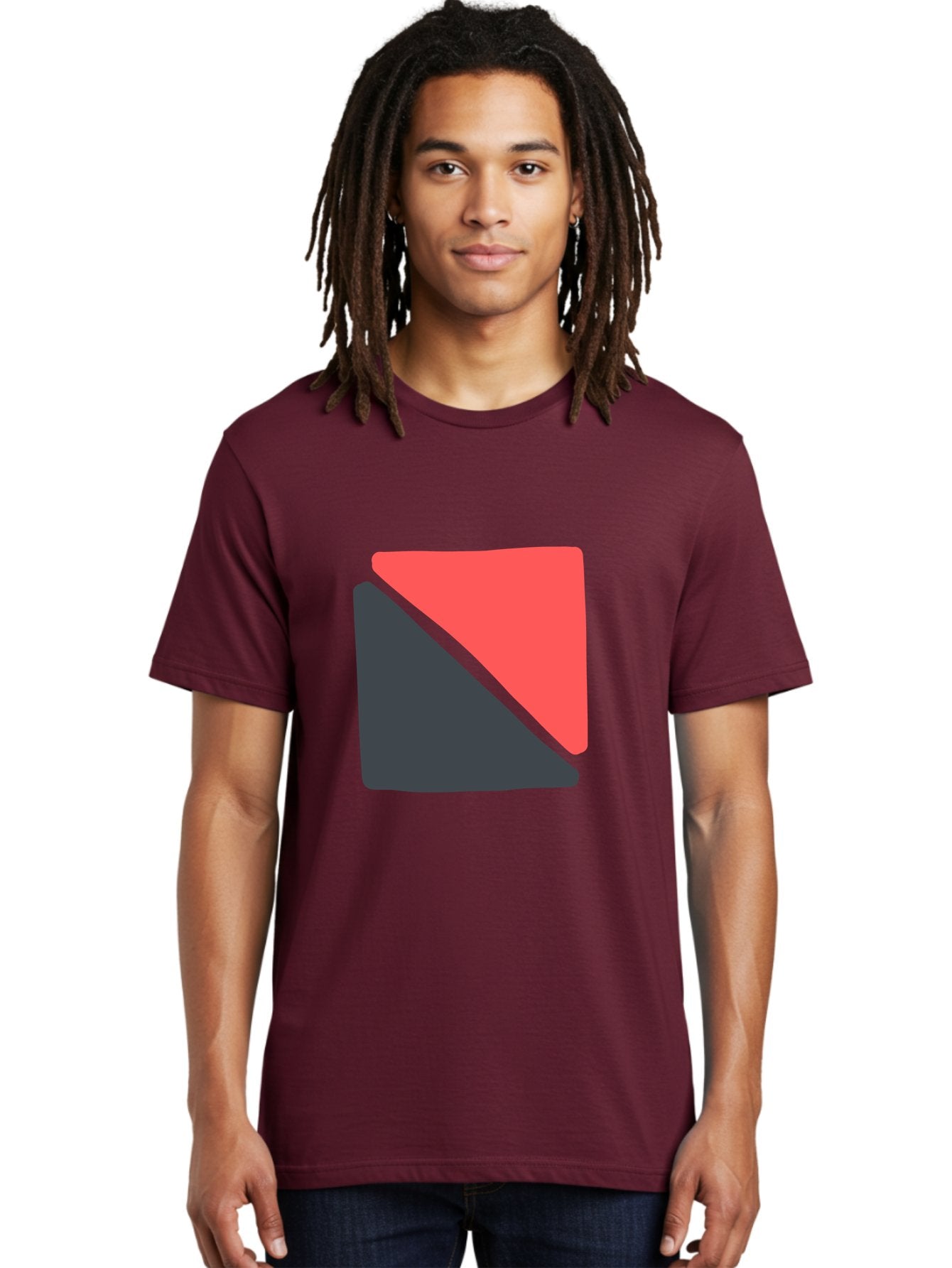 Red-And-Black-Shapes Men'S Graphic Tee, 100% Cotton, Comfortable Casual Summer Wear, Machine Washable, Geometric Shapes, Abstract Design, Red And Black, Modern Art, Minimalist Style, Contrasting Colors, Simple Composition, Digital Art, Aab776 20