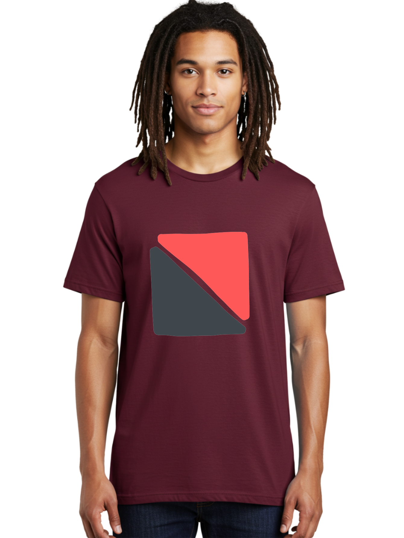 Red-And-Black-Shapes Men'S Graphic Tee, 100% Cotton, Comfortable Casual Summer Wear, Machine Washable, Geometric Shapes, Abstract Design, Red And Black, Modern Art, Minimalist Style, Contrasting Colors, Simple Composition, Digital Art, Aab776 30