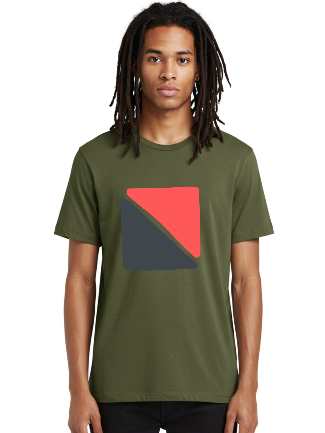 Red-And-Black-Shapes Men'S Graphic Tee, 100% Cotton, Comfortable Casual Summer Wear, Machine Washable, Geometric Shapes, Abstract Design, Red And Black, Modern Art, Minimalist Style, Contrasting Colors, Simple Composition, Digital Art, Aab776 23