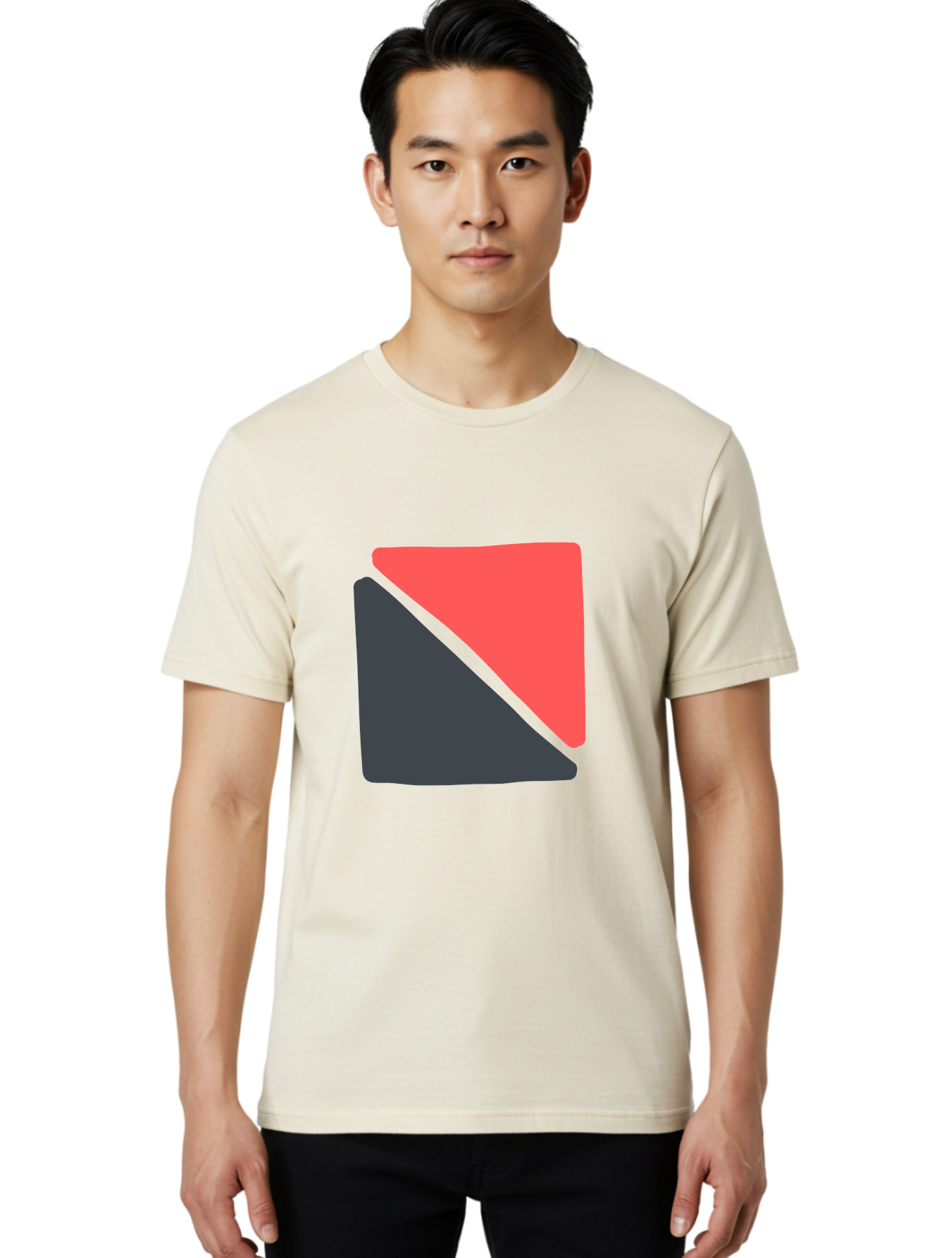 Red-And-Black-Shapes Men'S Graphic Tee, 100% Cotton, Comfortable Casual Summer Wear, Machine Washable, Geometric Shapes, Abstract Design, Red And Black, Modern Art, Minimalist Style, Contrasting Colors, Simple Composition, Digital Art, Aab776 22