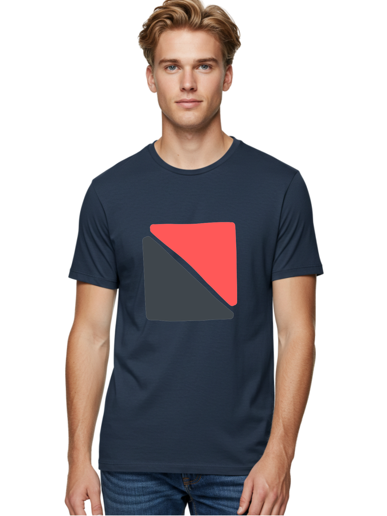Red-And-Black-Shapes Men'S Graphic Tee, 100% Cotton, Comfortable Casual Summer Wear, Machine Washable, Geometric Shapes, Abstract Design, Red And Black, Modern Art, Minimalist Style, Contrasting Colors, Simple Composition, Digital Art, Aab776 20