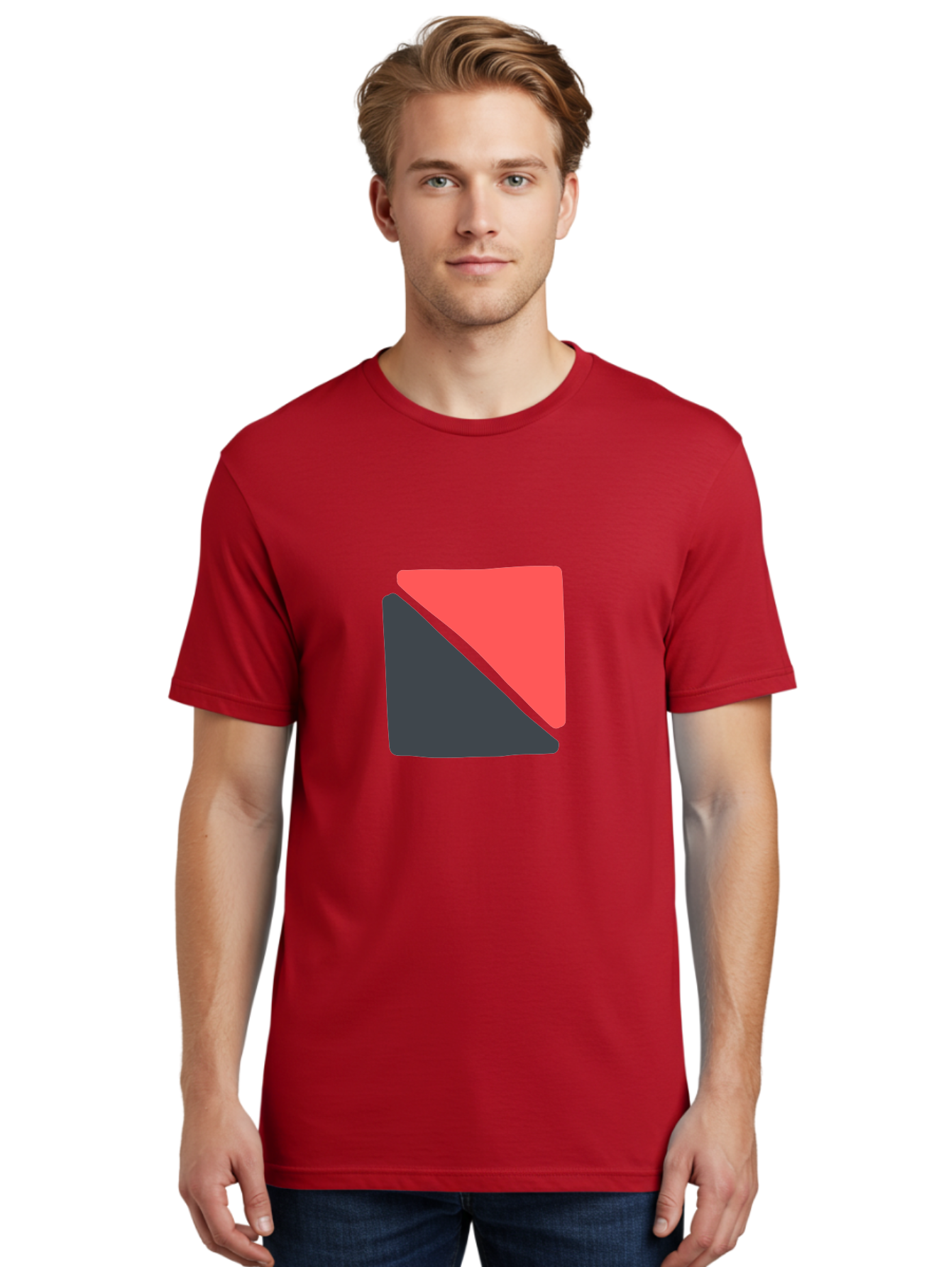 Red-And-Black-Shapes Men'S Graphic Tee, 100% Cotton, Comfortable Casual Summer Wear, Machine Washable, Geometric Shapes, Abstract Design, Red And Black, Modern Art, Minimalist Style, Contrasting Colors, Simple Composition, Digital Art, Aab776 28