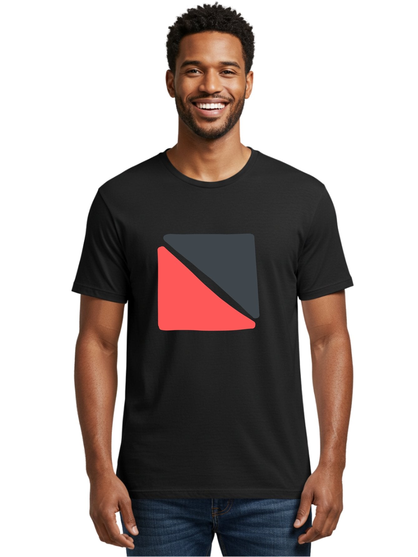 Red-Black-Square Men'S Graphic Tee, 100% Cotton, Comfortable Casual Summer Wear, Machine Washable, Abstract Geometric Shape, Red And Black Trapezoid, Modern Design Elements, Graphic Design Inspiration, Bold Color Combination, Minimalist Art Aab780 22