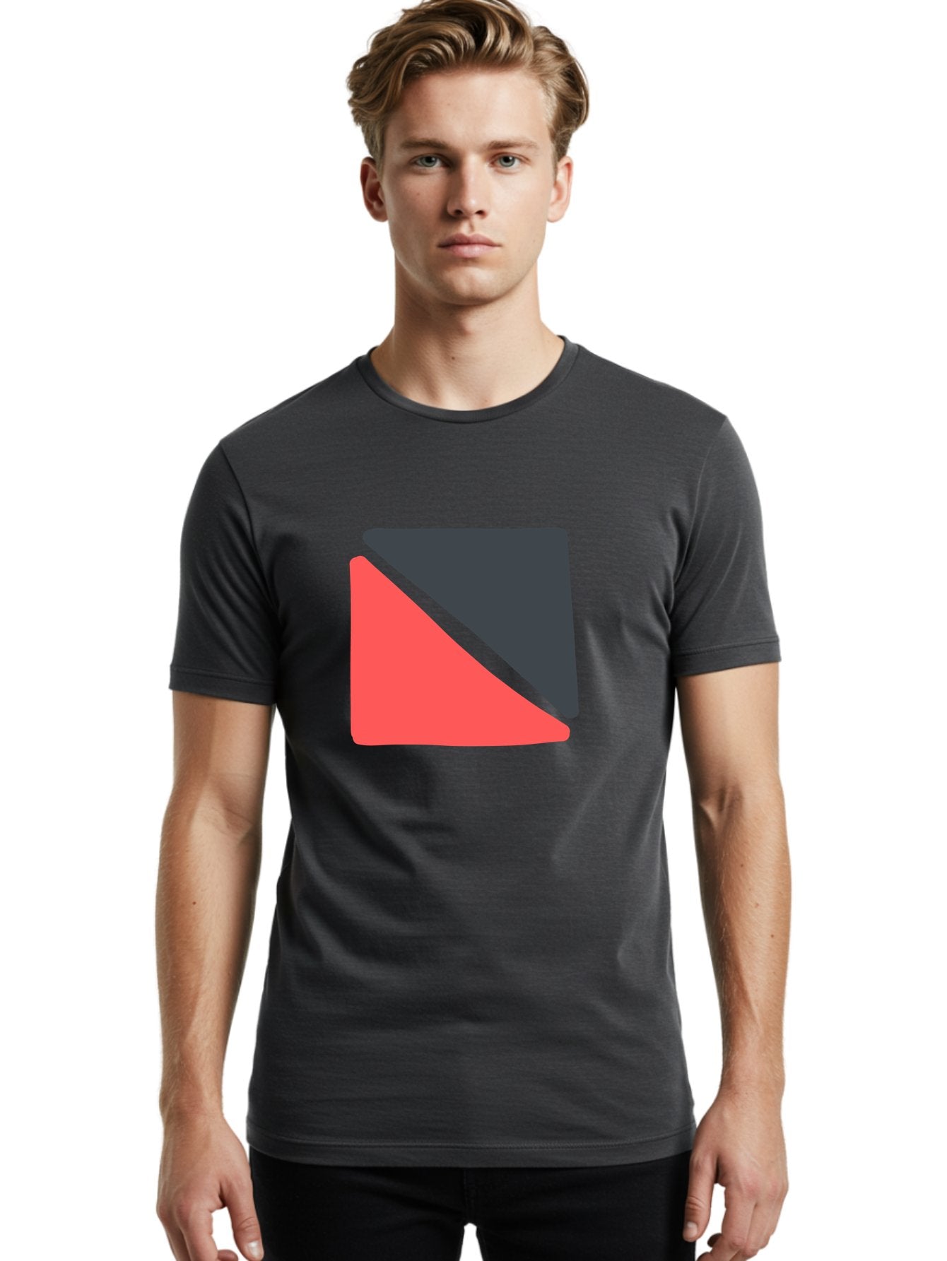 Red-Black-Square Men'S Graphic Tee, 100% Cotton, Comfortable Casual Summer Wear, Machine Washable, Abstract Geometric Shape, Red And Black Trapezoid, Modern Design Elements, Graphic Design Inspiration, Bold Color Combination, Minimalist Art Aab780 18