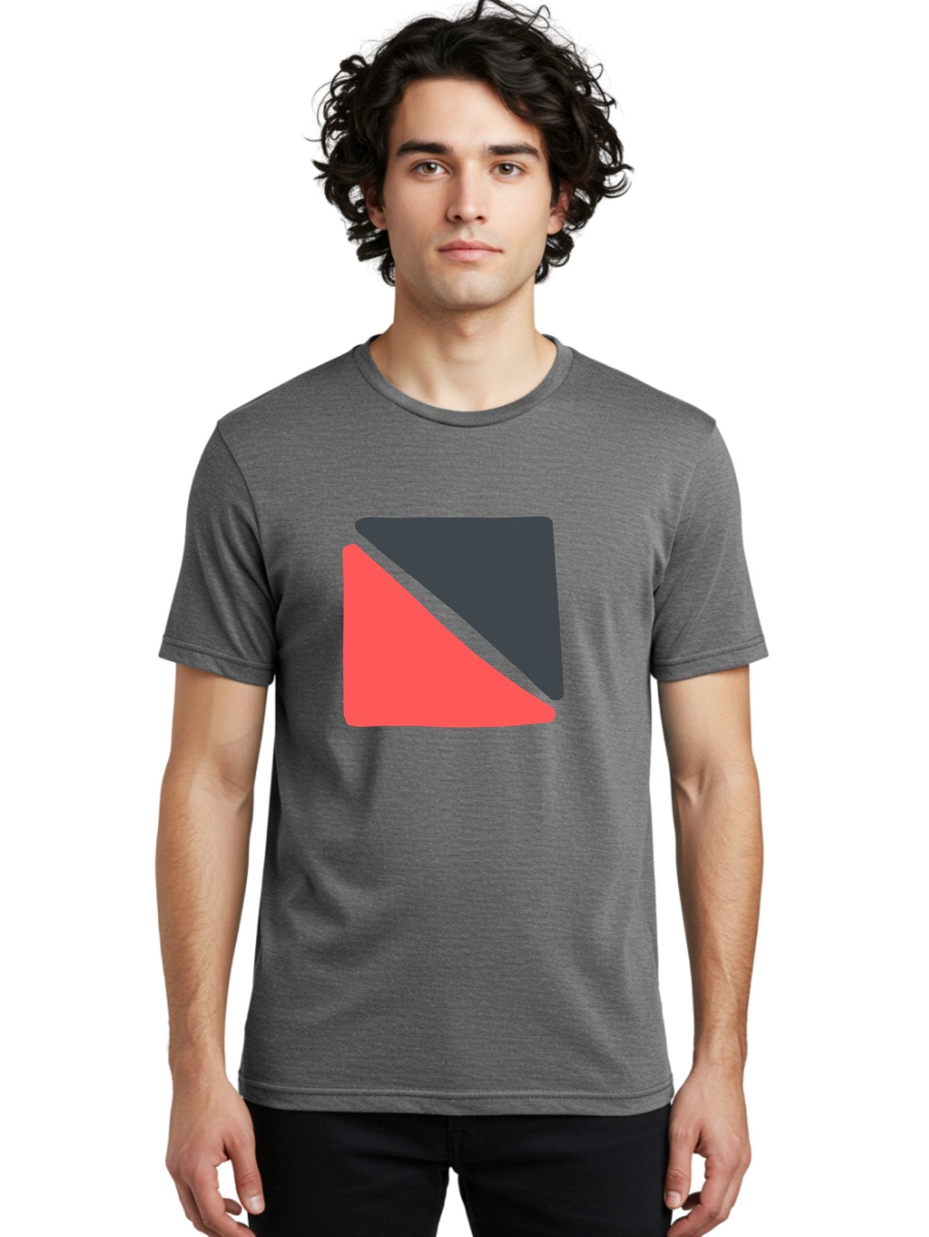 Red-Black-Square Men'S Graphic Tee, 100% Cotton, Comfortable Casual Summer Wear, Machine Washable, Abstract Geometric Shape, Red And Black Trapezoid, Modern Design Elements, Graphic Design Inspiration, Bold Color Combination, Minimalist Art Aab780 16