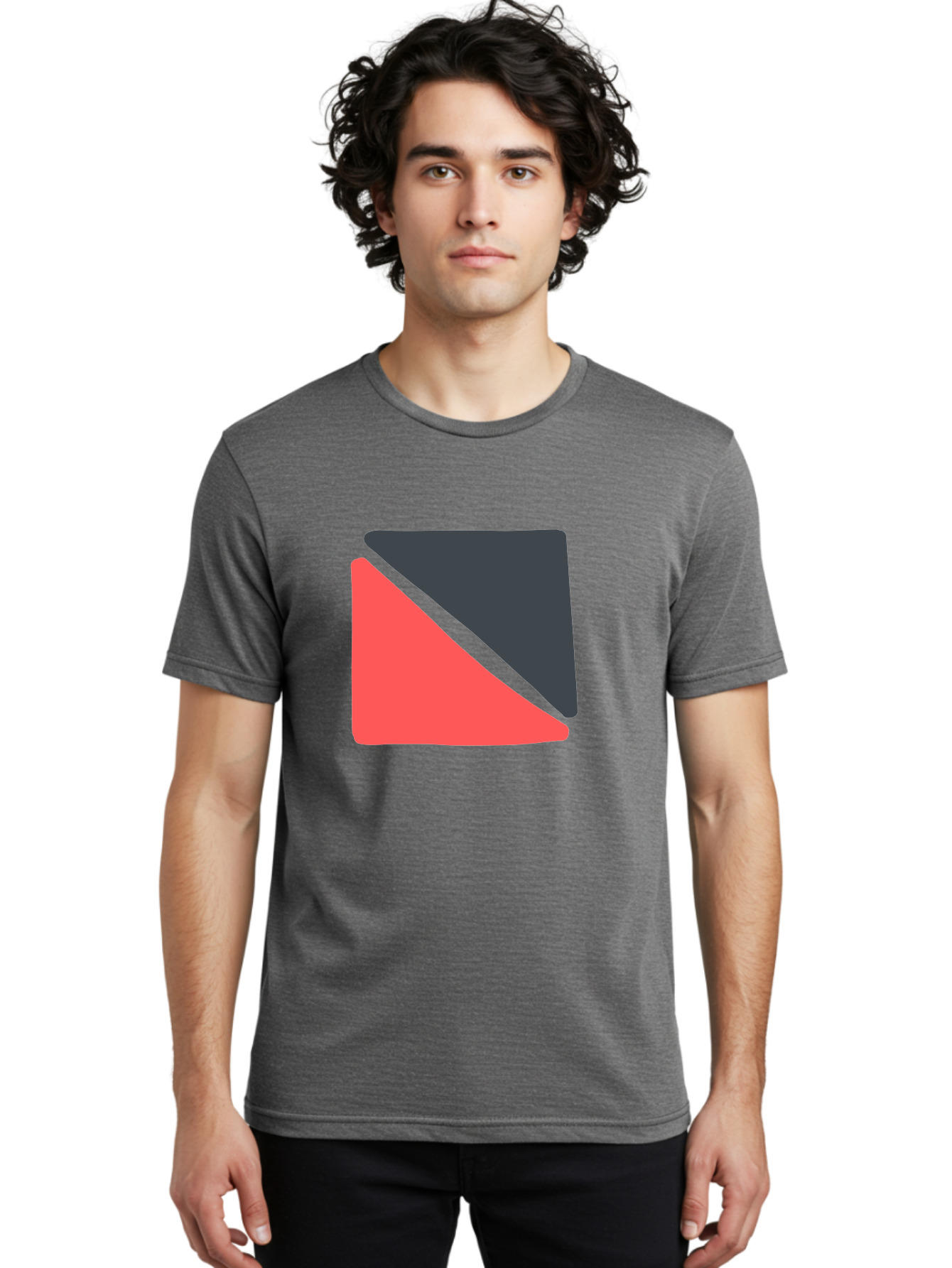Red-Black-Square Men'S Graphic Tee, 100% Cotton, Comfortable Casual Summer Wear, Machine Washable, Abstract Geometric Shape, Red And Black Trapezoid, Modern Design Elements, Graphic Design Inspiration, Bold Color Combination, Minimalist Art Aab780 26